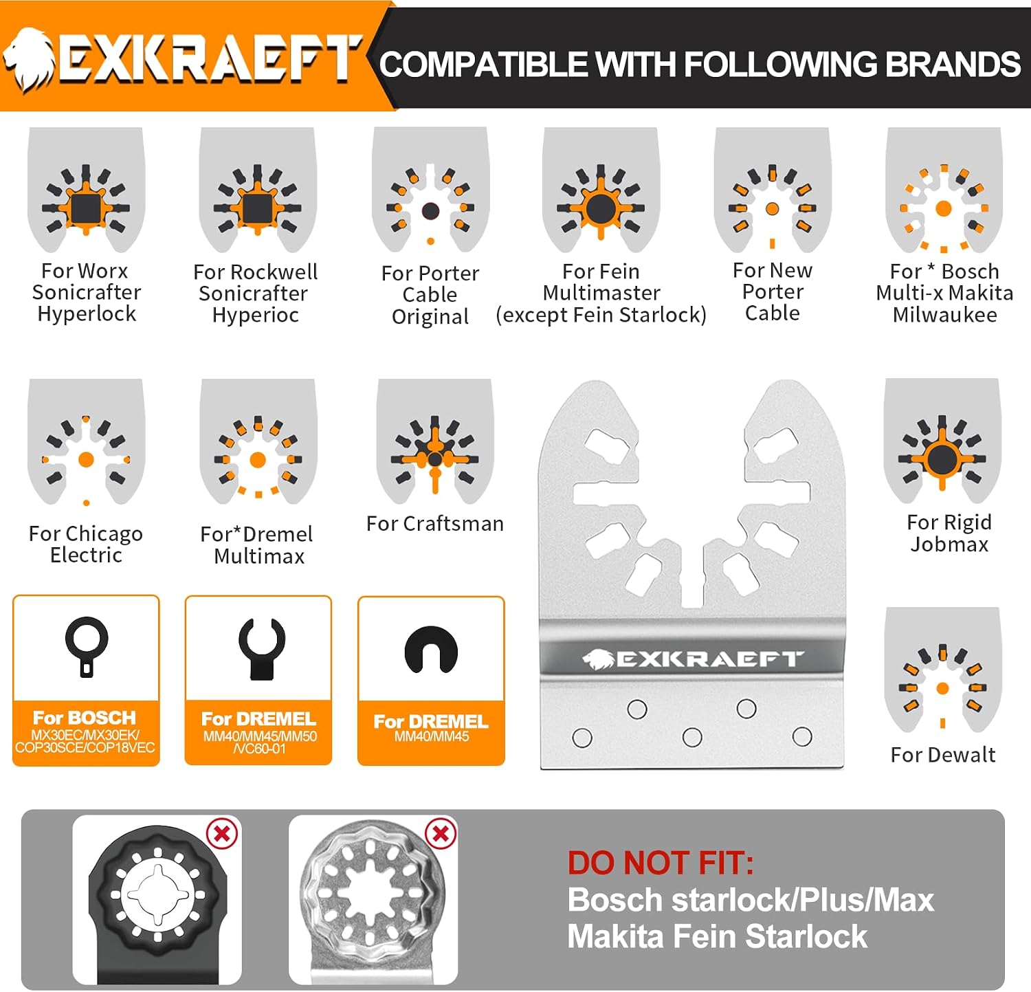 Thumbnail 6 de EXKRAEFT 30Pcs Multitool Blade Kit for Metal, Wood and Drywall