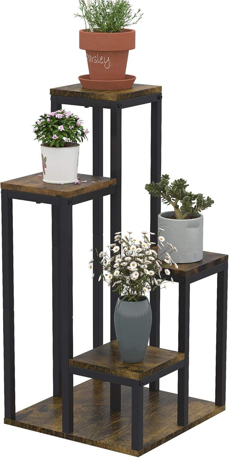 Outsunny support pour plantes étagère 4 niveaux noir – 40 x 40 x 81 cm