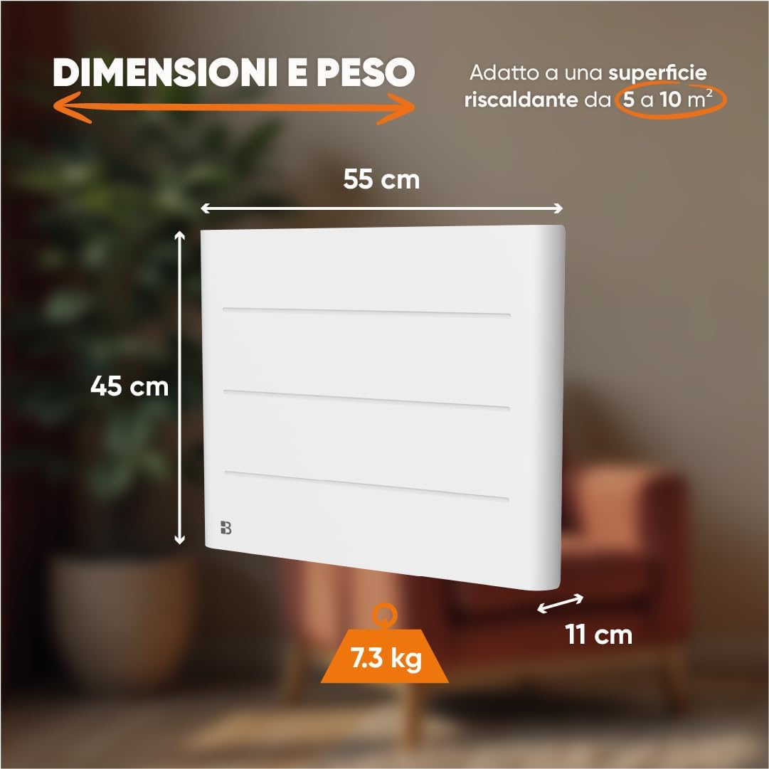 Thumbnail 2 de BESTHERM TANIN radiatore elettrico fisso a inerzia secca in ceramica 1000W, bianco