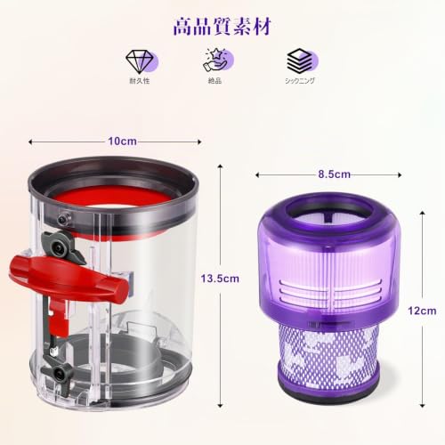 Detalle de V12 Slim Staubbehälter für Dyson V12 Detect Slim Absolute – kompatibler Ersatzbehälter mit Filter