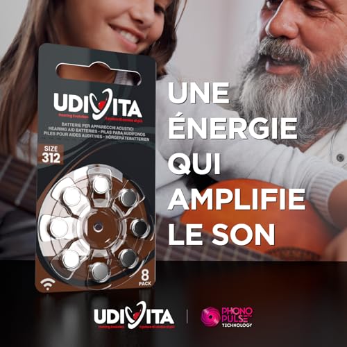 Detalle de Udivita PR41 (312) : piles auditives zinc-air 1,45 V, 180 mAh