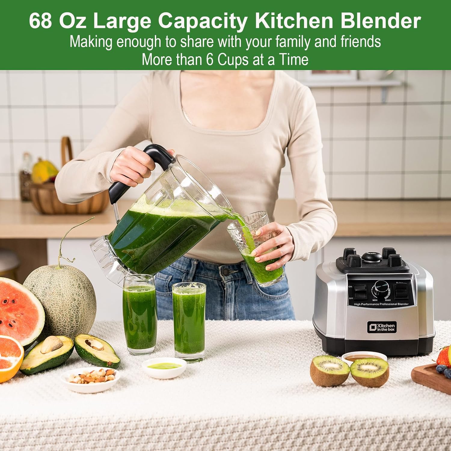 Detalle 2 de Powerful Blender 1500W 68 Oz Countertop Blender