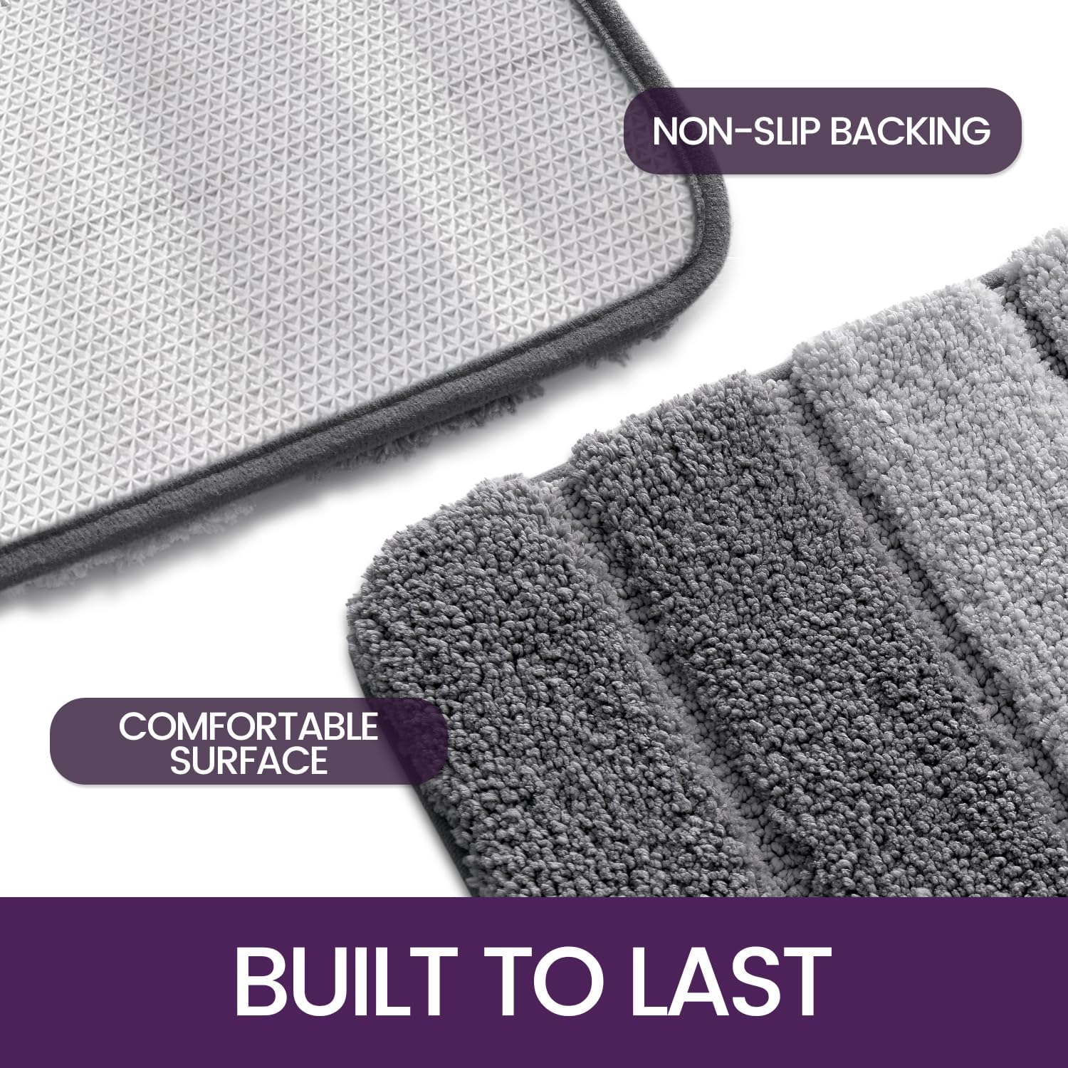 Thumbnail 4 de DEXI Bath Mat 60 x 110 cm in Grey – Extra Soft Absorbent Microfibre with Non-Slip TPR Backing