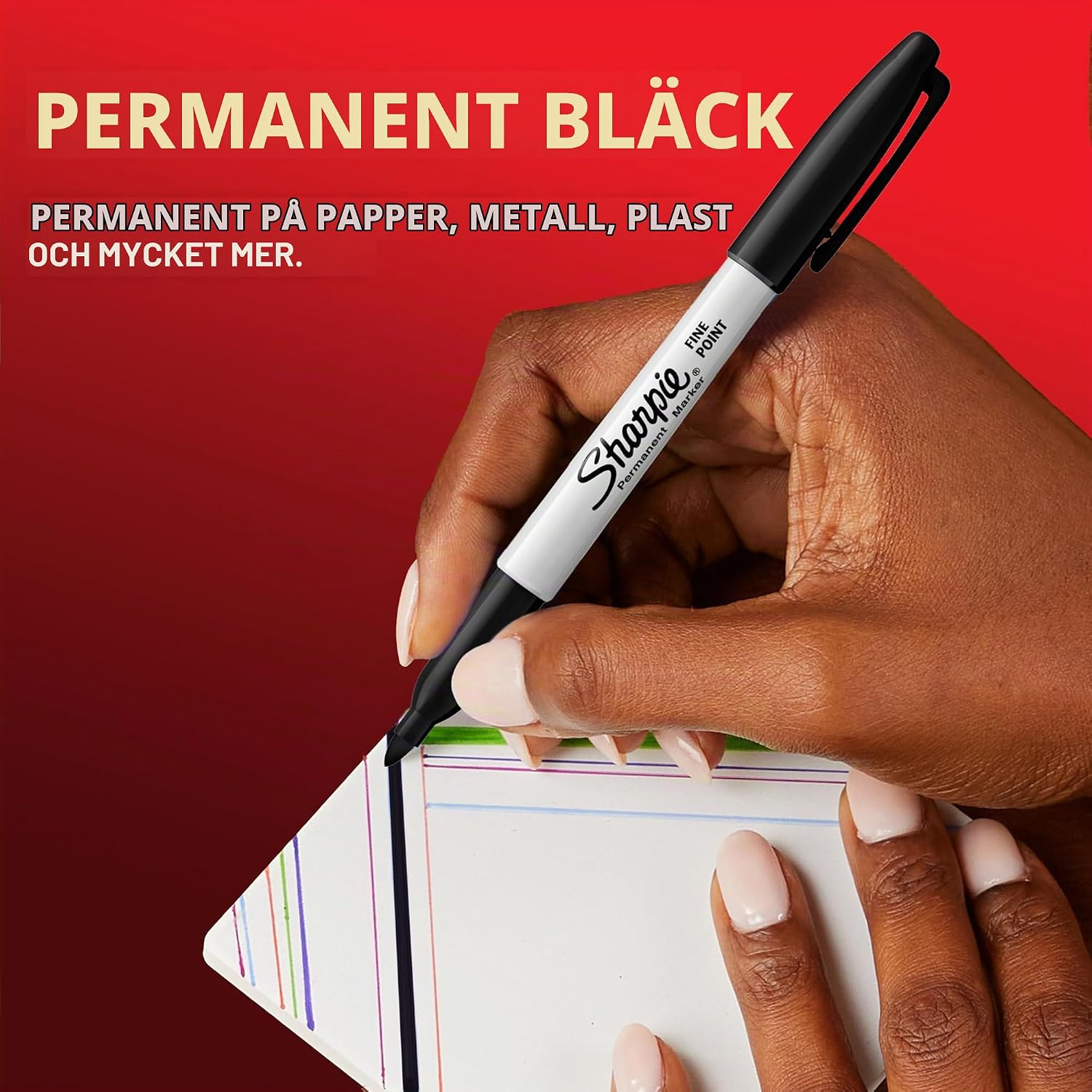 Detalle de Sharpie permanenta märkpennor med fin spets, 24 blandade färger