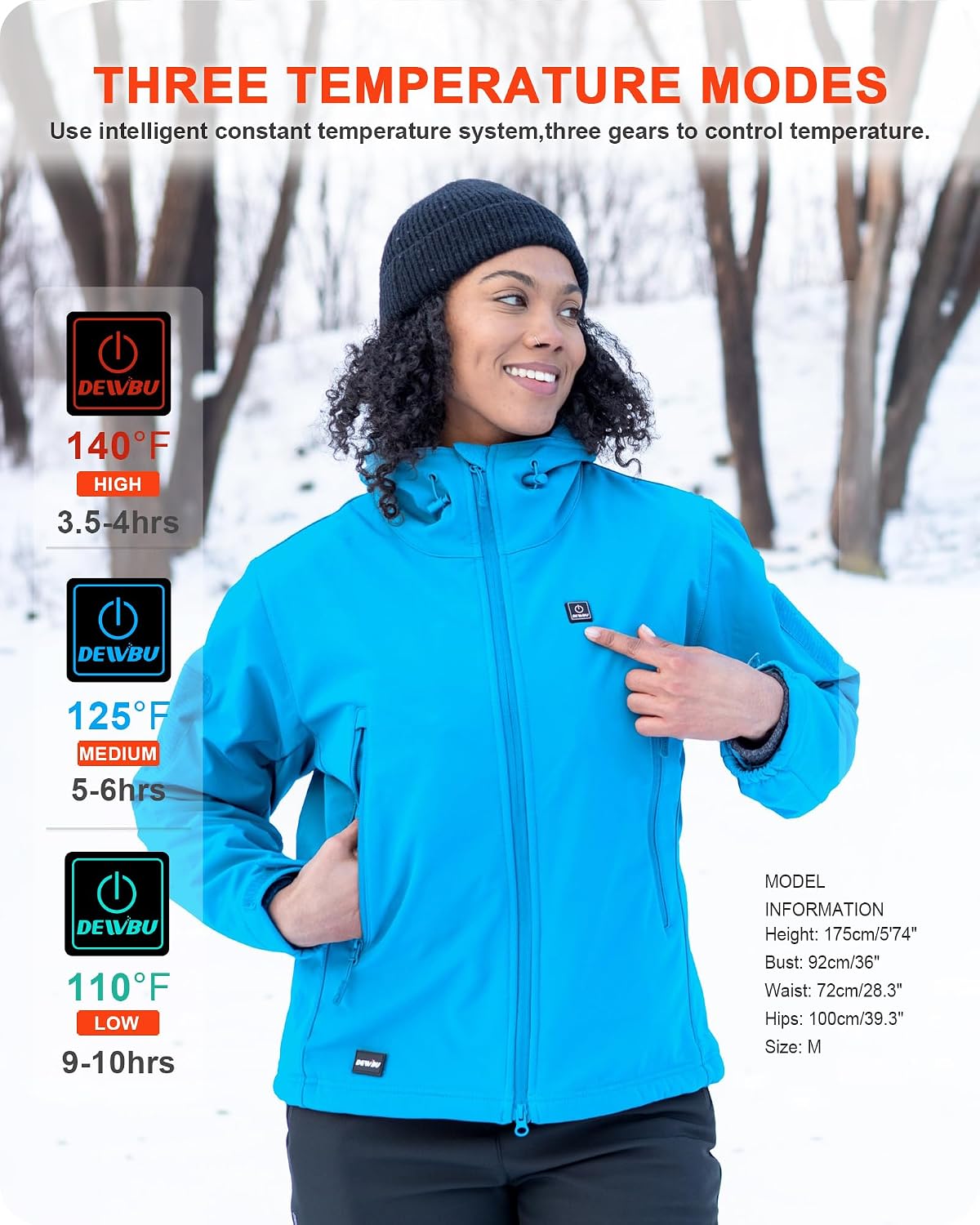 Detalle 2 de DEWBU DB-0125 Women's Heated Jacket, 5 Zones, 3 Heat Settings, 12V Battery