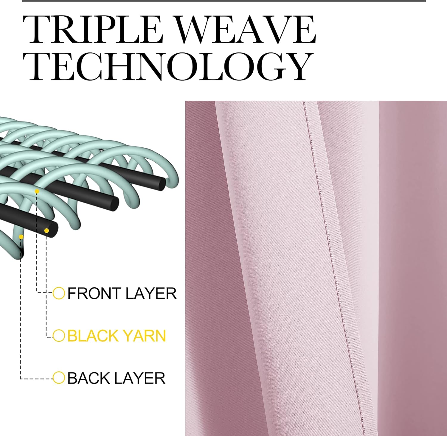 Detalle 2 de NICETOWN RV Curtains for Camper Windows (Baby Pink, 42x50) – 2 Panels, Thermal Blackout Drapes