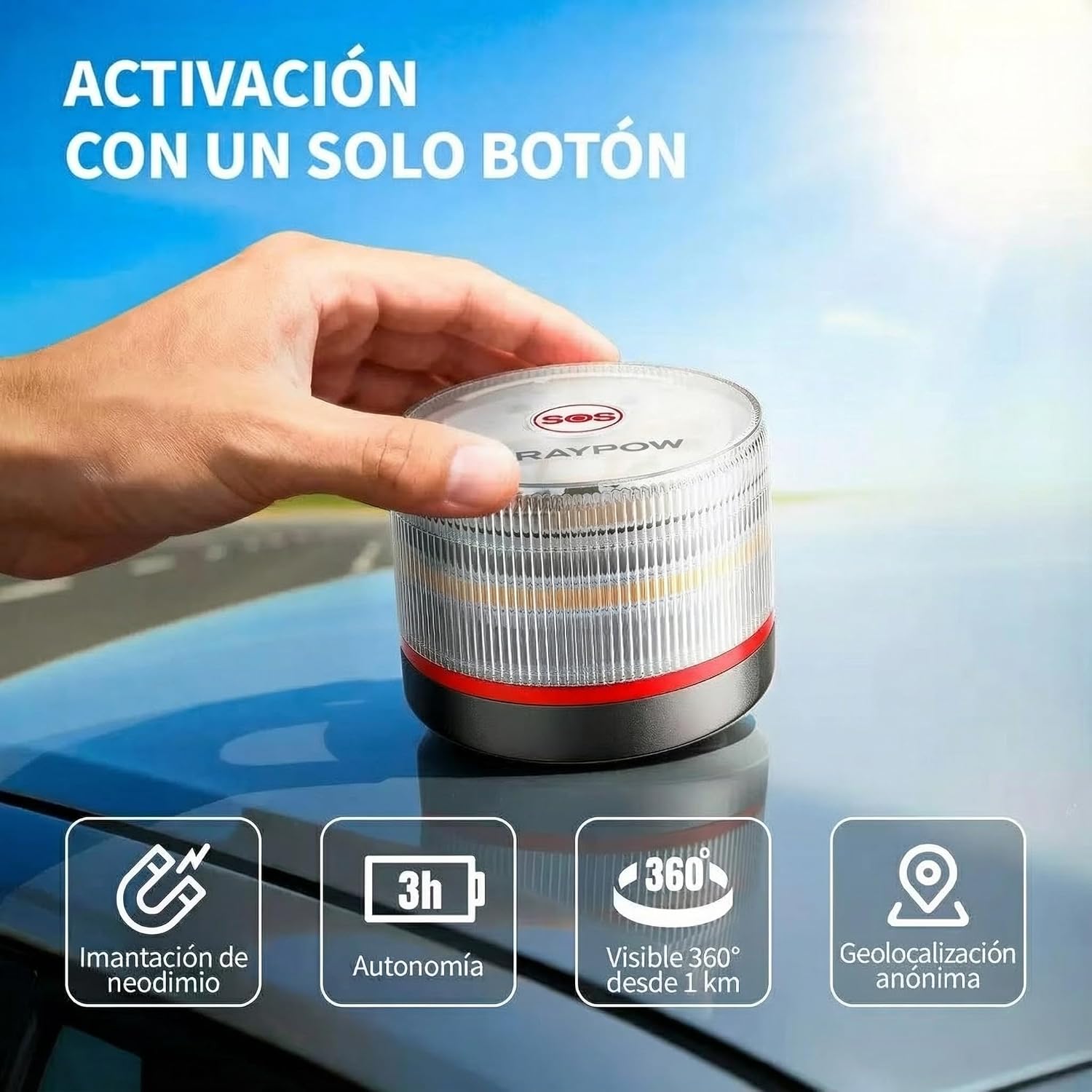 Detalle de RAYPOW RP-V16-PACK3 Baliza V16 homologada 1 km