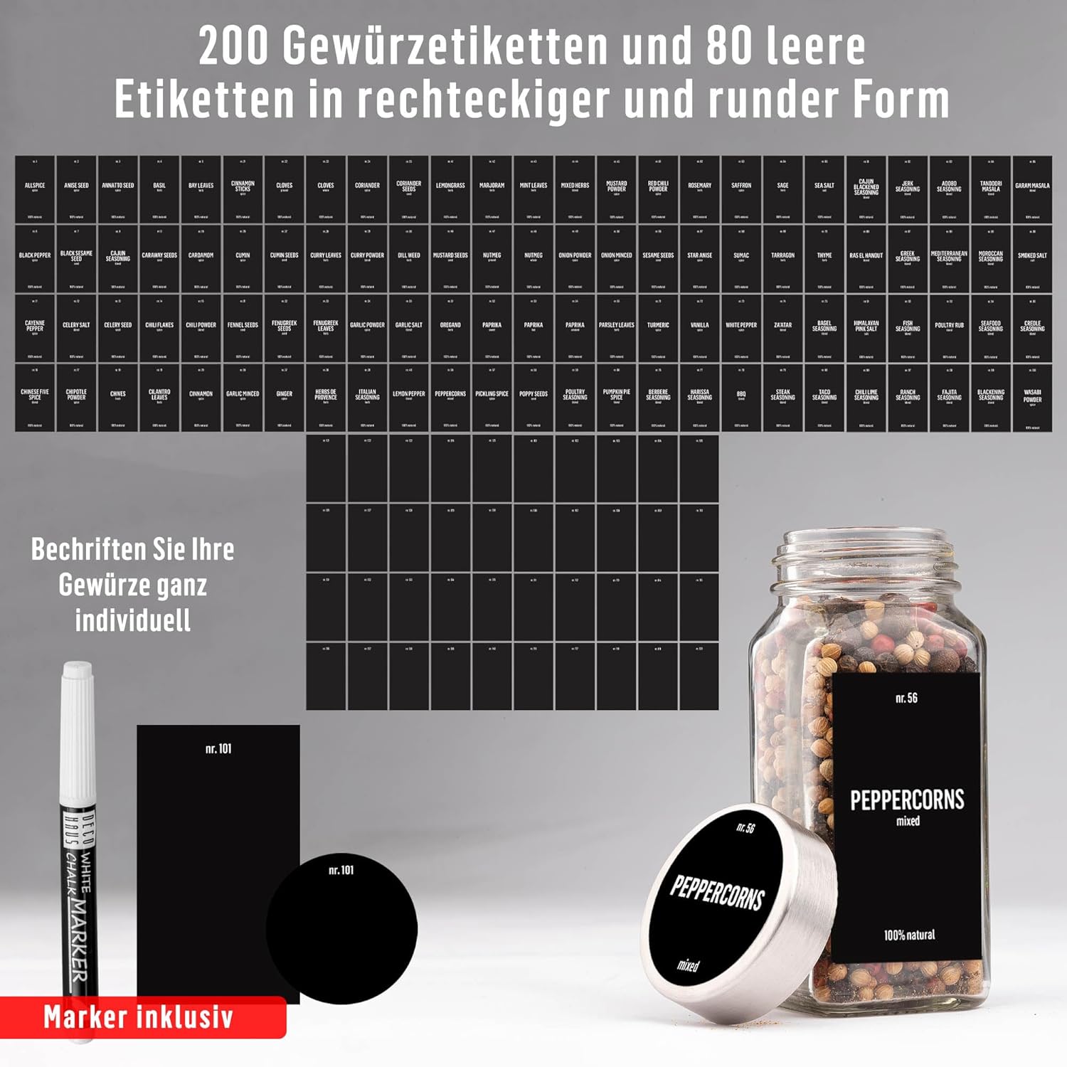 Detalle 2 de Deco haus Gewürzgläser eckig 24er Set