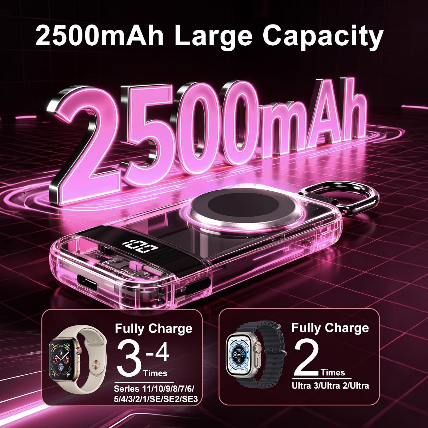 Detalle 2 de Convoltyai Portable Apple Watch Charger, 2500mAh