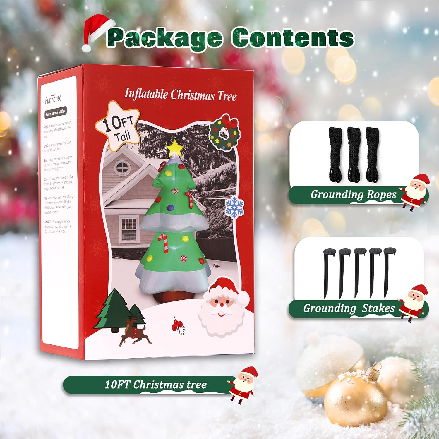 Detalle 2 de FunFanso D01NA-003 10-Foot Inflatable Christmas Tree with Multicolor LEDs