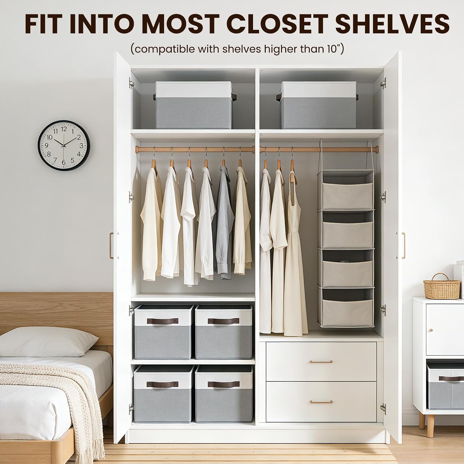 Detalle de Fabric Closet Storage Baskets, 14 x 10 in.