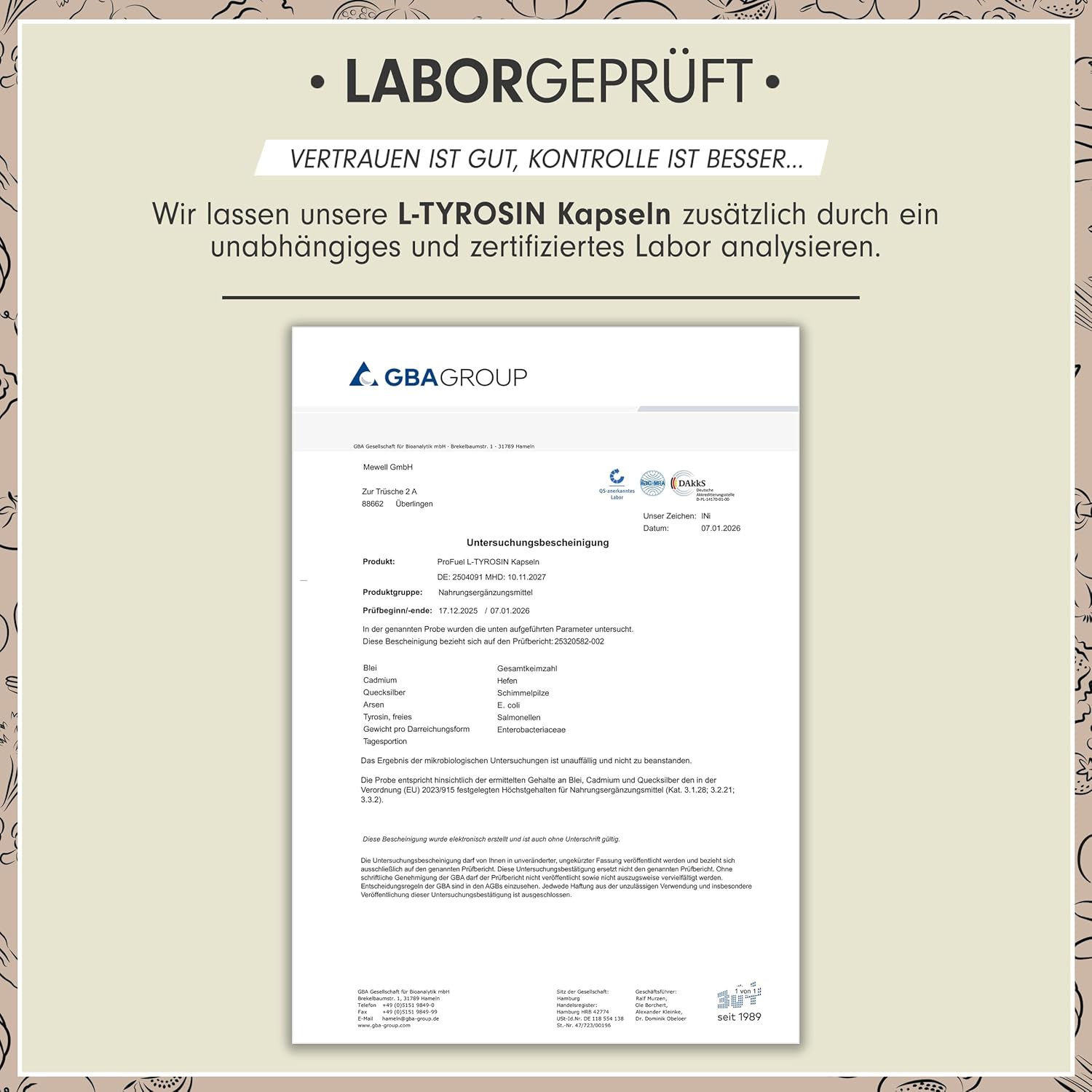 Detalle de L-Tyrosin Kapseln 1300 mg Tagesdosis