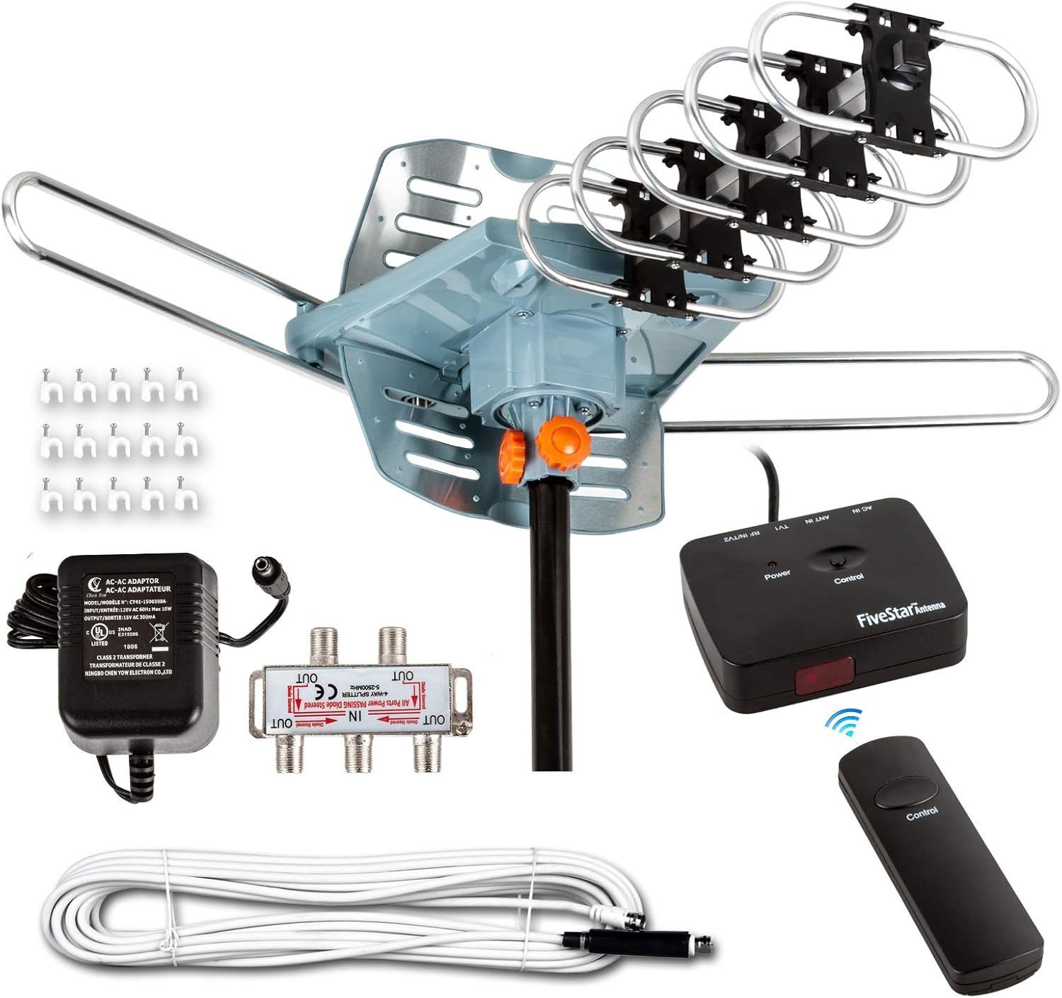 Detalle de Five Star HDTV Antenna Amplified Digital Outdoor Antenna with 150 Miles Range and 360° Rotation