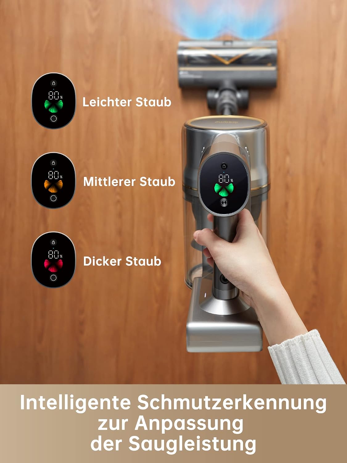 Detalle 2 de Dreame R20 Kabelloser Staubsauger – starke 22.000 PA, 90 Min Laufzeit, Tierhaar- und Teppich-Performance