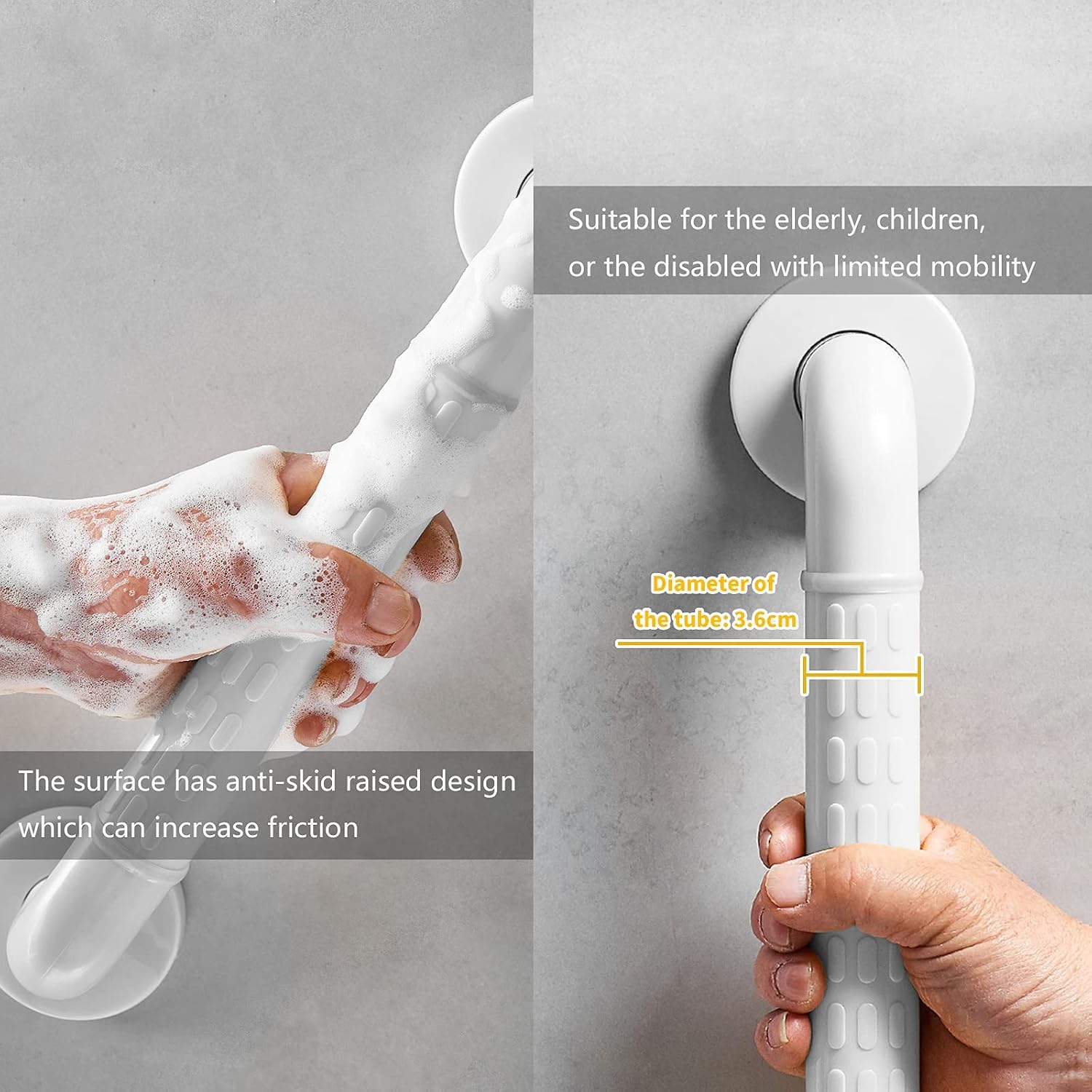 Thumbnail 2 de Bathroom Grab Rails with Non-Slip Grip for Elderly and Disabled