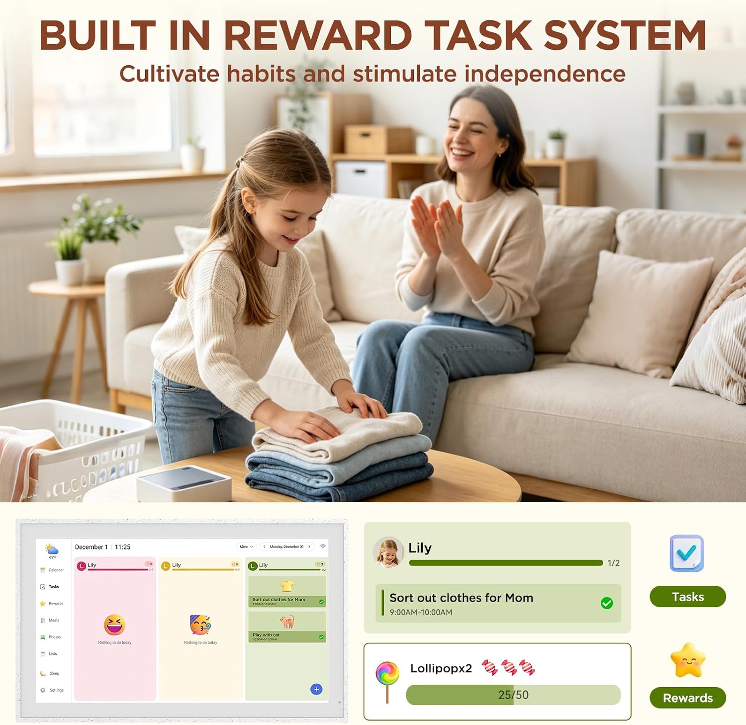 Detalle 2 de ikismet 21.5-Inch Digital Calendar, 32GB, Full HD Touchscreen, Snow Speckle White