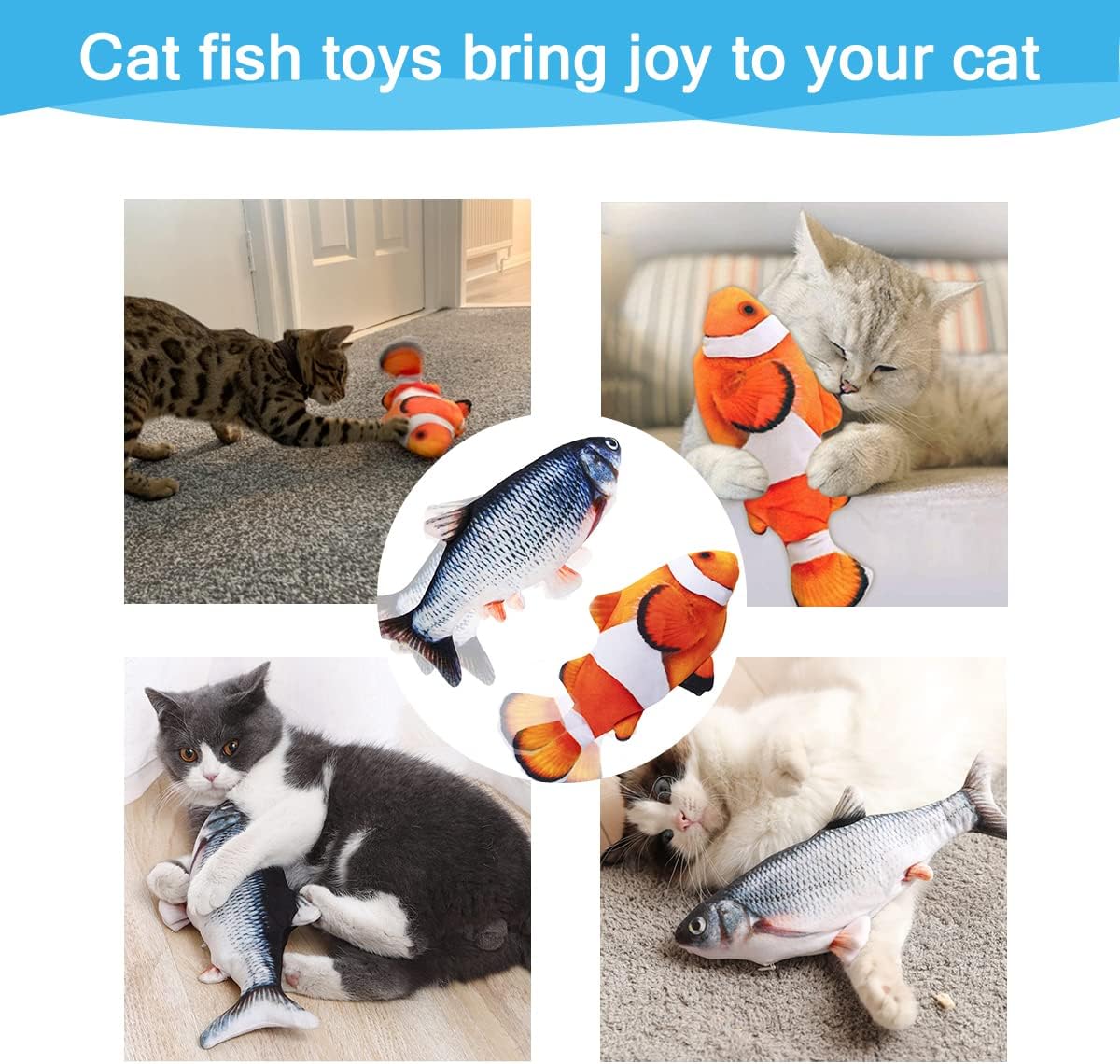 Thumbnail 6 de Nepfaivy Floppy Fish Cat Toy 11 inch