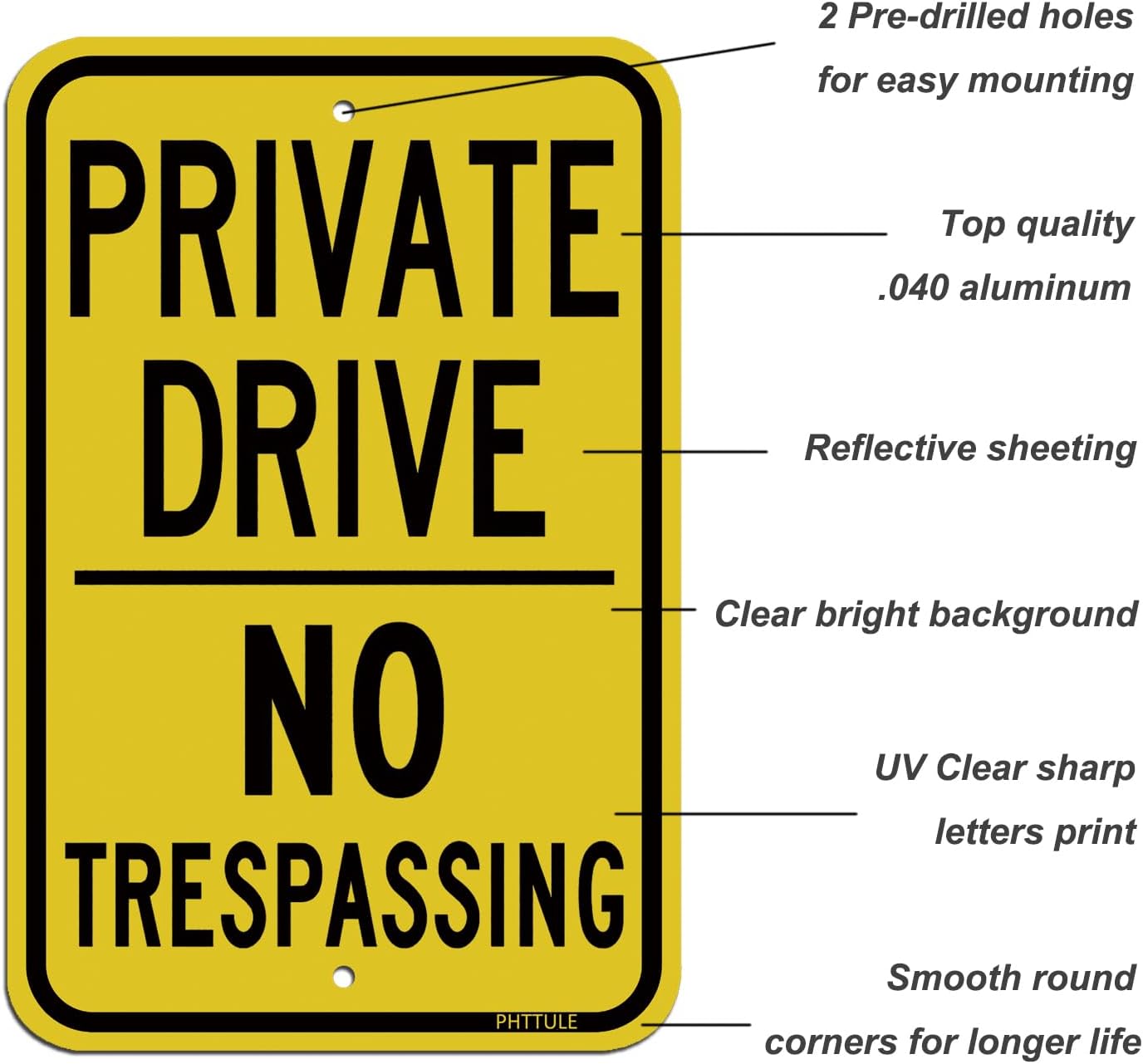Detalle de PHTTULE Private Drive Sign, 12 x 18 Inches