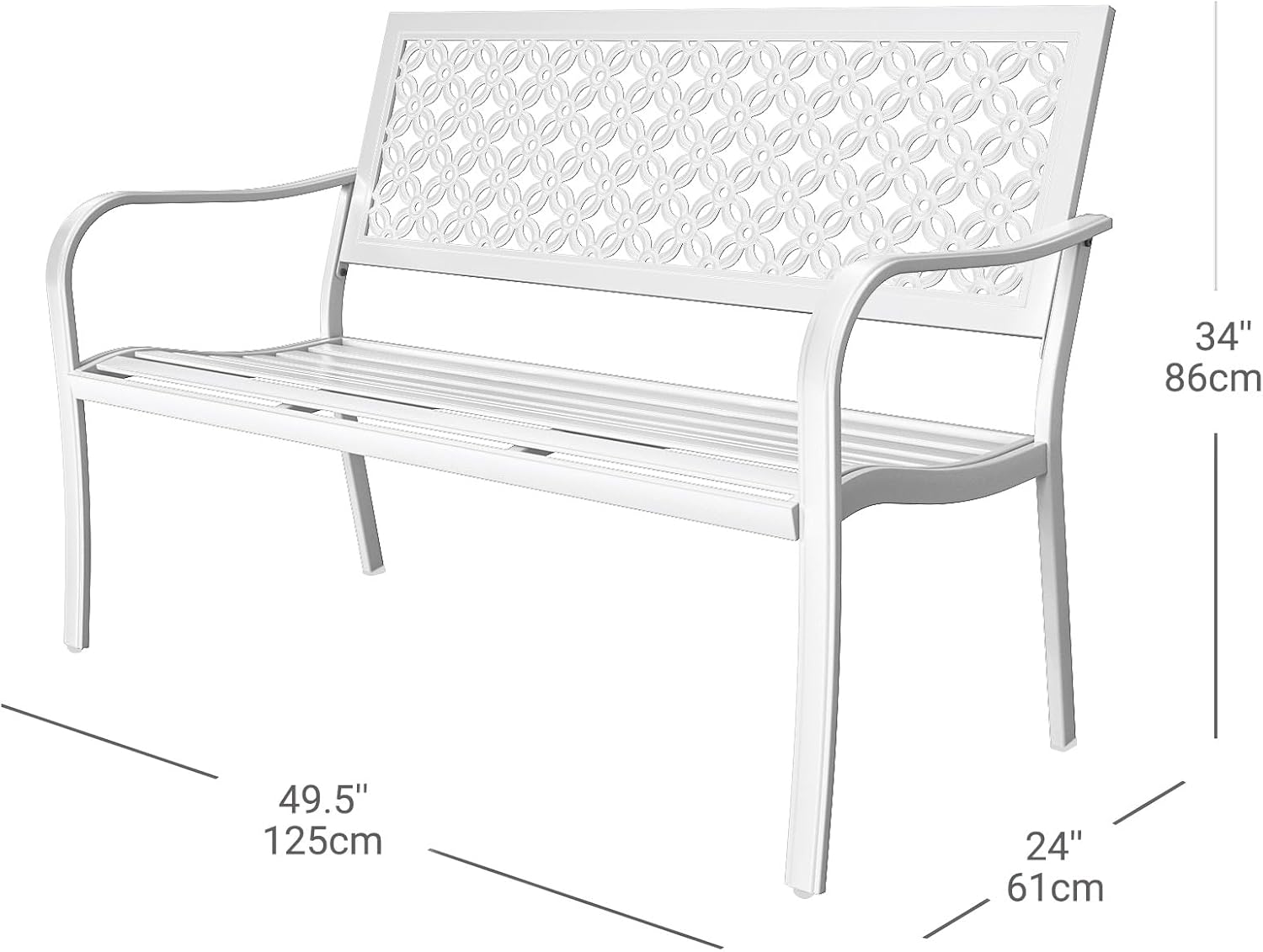 Thumbnail 2 de Grand patio Garden Bench (Modern White) – rust-resistant outdoor bench for 2–3 seaters