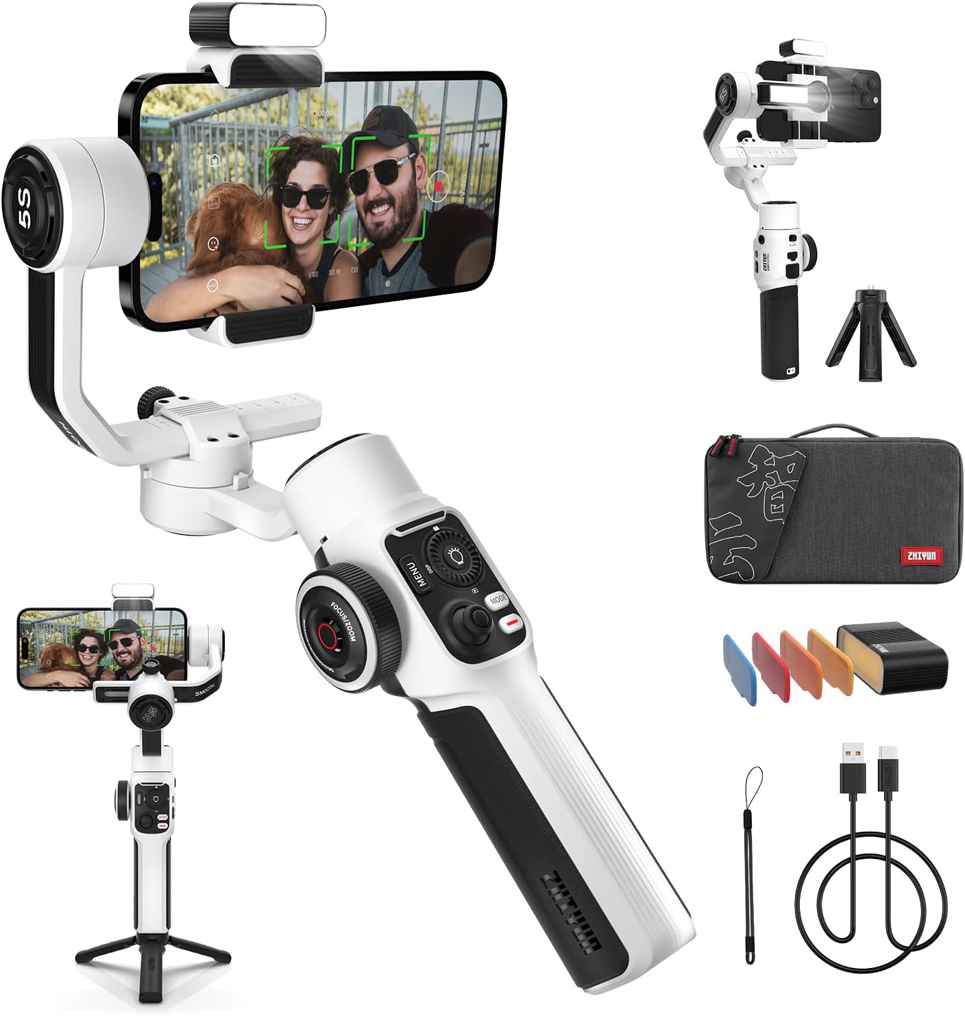 ZHIYUN Smooth-5S Combo iPhone 3-Axis Gimbal with Fill Lights and Tripod