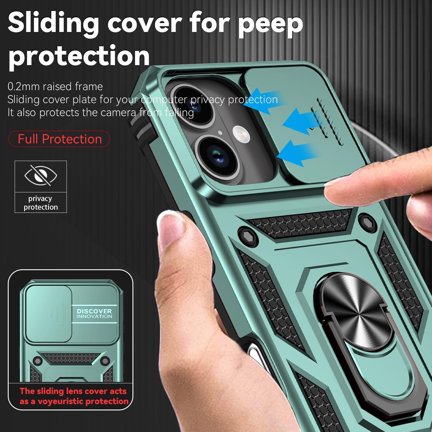 Thumbnail 1 de Hitaoyou for iPhone 17 Case with Camera Cover, Magnetic Back and Kickstand – Military Grade Protection