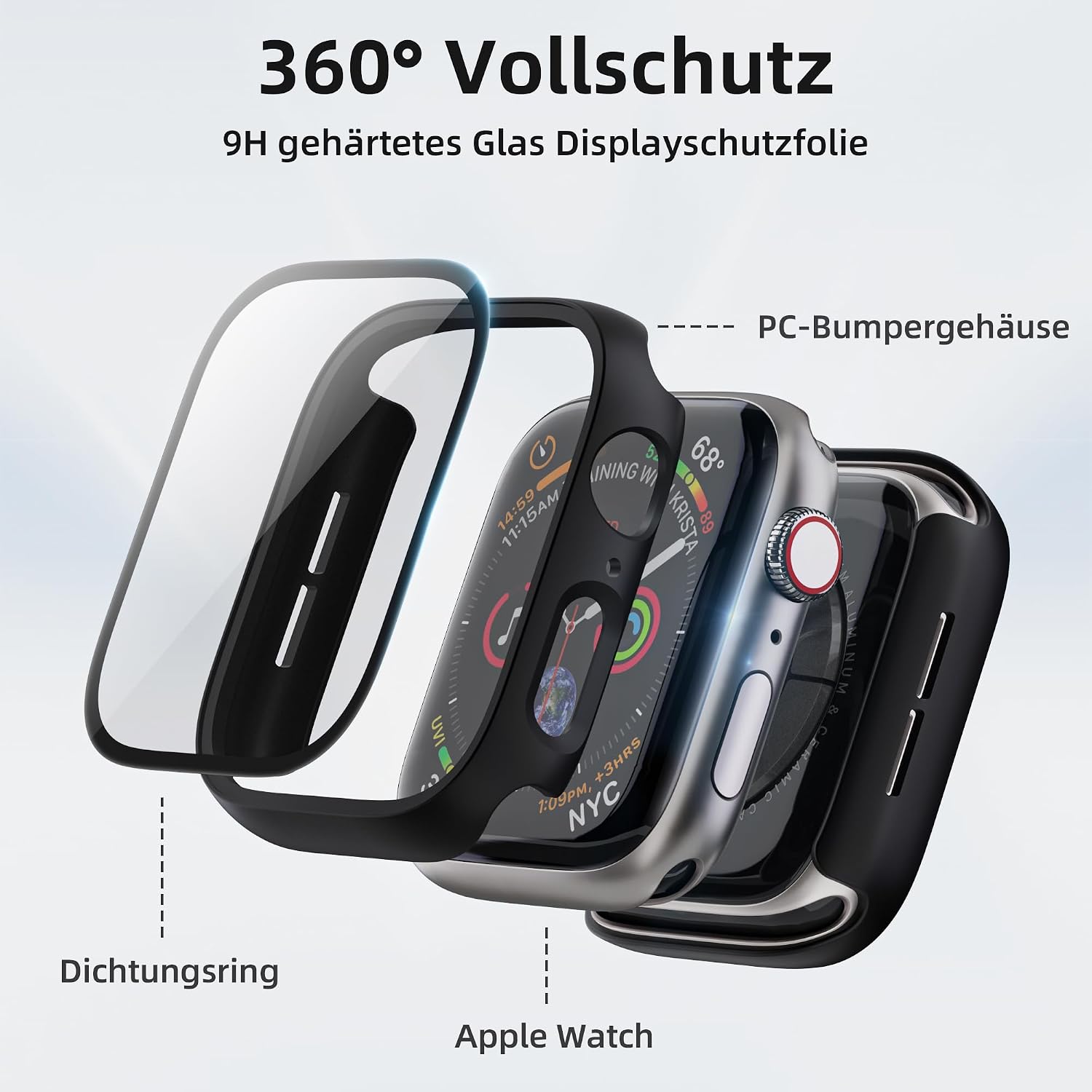Detalle 1 de Apple Watch Hülle mit Displayschutz, 2er Set