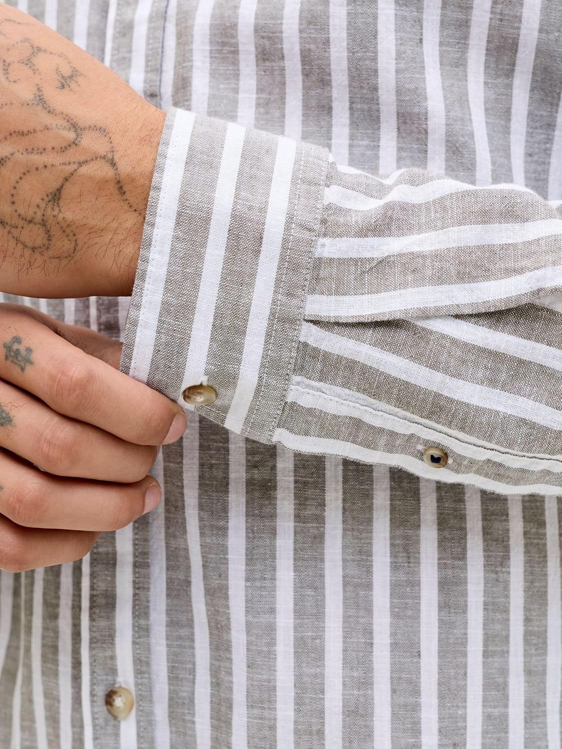 Detalle 1 de Jack & Jones JjeSummer Linen Blend Band Shirt L/S Sn Homme – Lot de 1