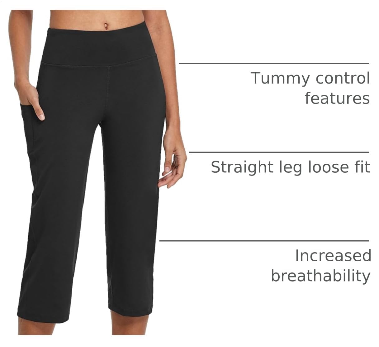 Thumbnail 3 de baleaf Women's 21" Capri Pants with Pockets, High Waist – Tummy Control Yoga Leggings for Summer Workout