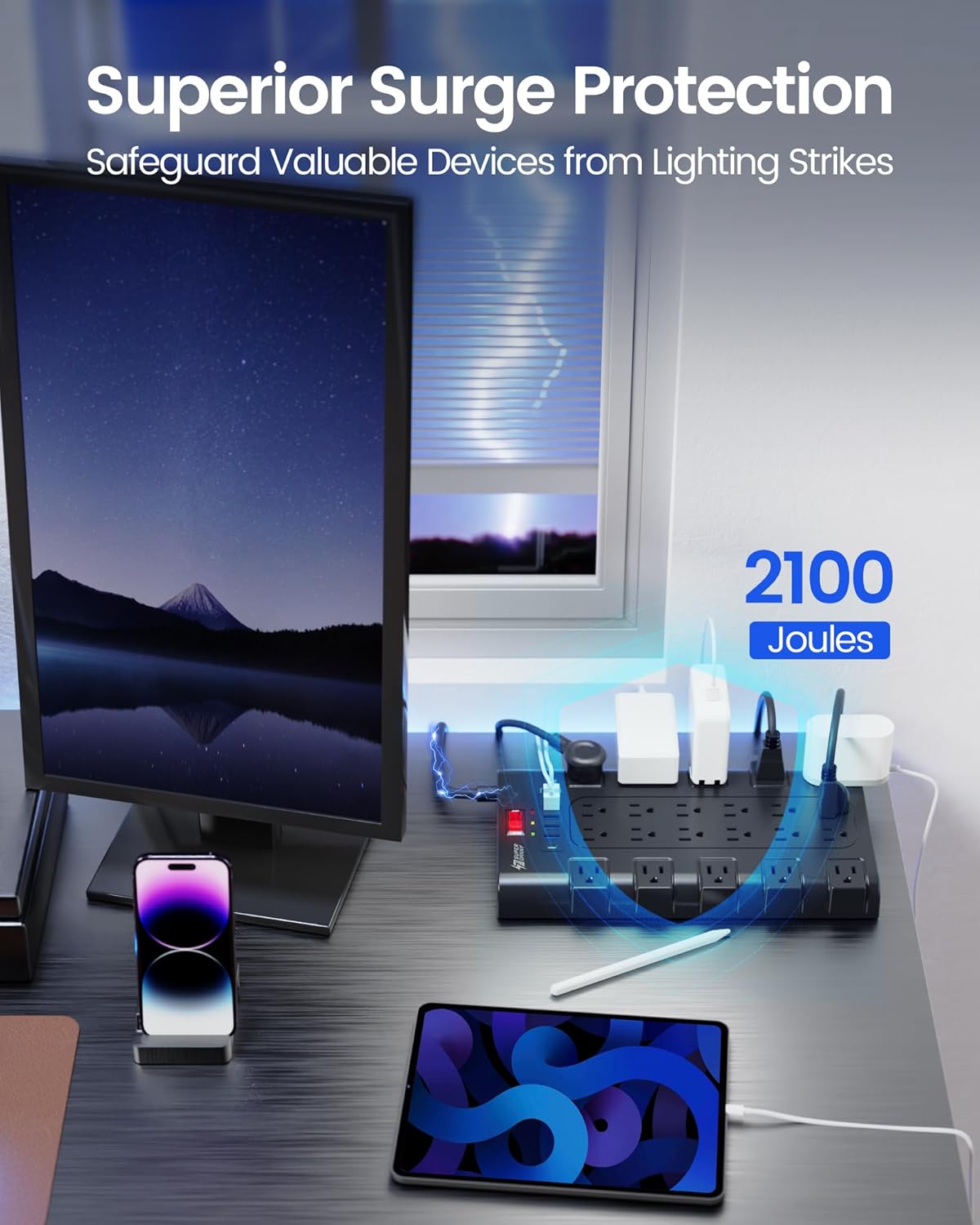 Thumbnail 4 de SUPERDANNY Surge Protector 22-Outlets, 2100J 🪫