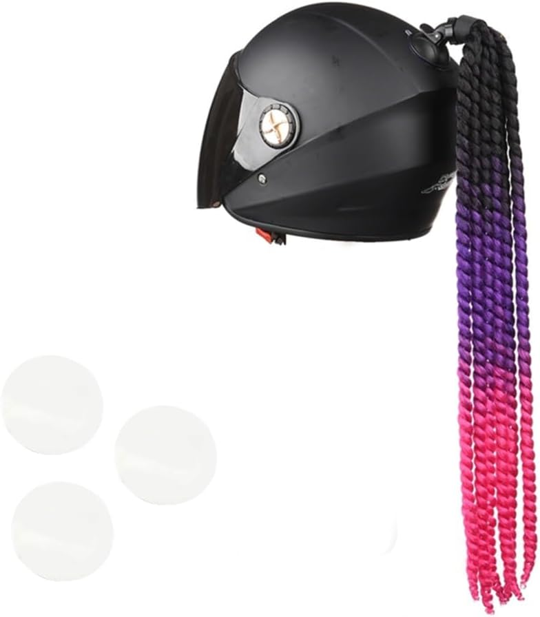 Helmet Pigtail: Gradient Bicycle Helmet Braid with Reusable Suction Cup
