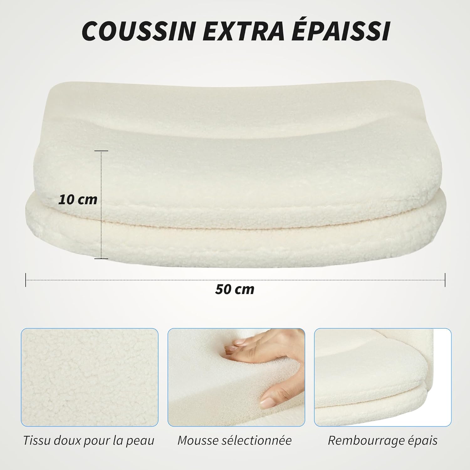 Thumbnail 2 de HOMCOM Chaise de bureau ergonomique en tissu effet laine bouclée, hauteur réglable et pivot 360°