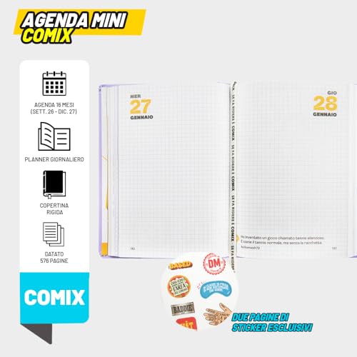 Detalle 2 de COMIX Agenda Giornaliera 16 Mesi 2027 – Copertina rigida, Mini 11x15,3 cm, 576 pagine