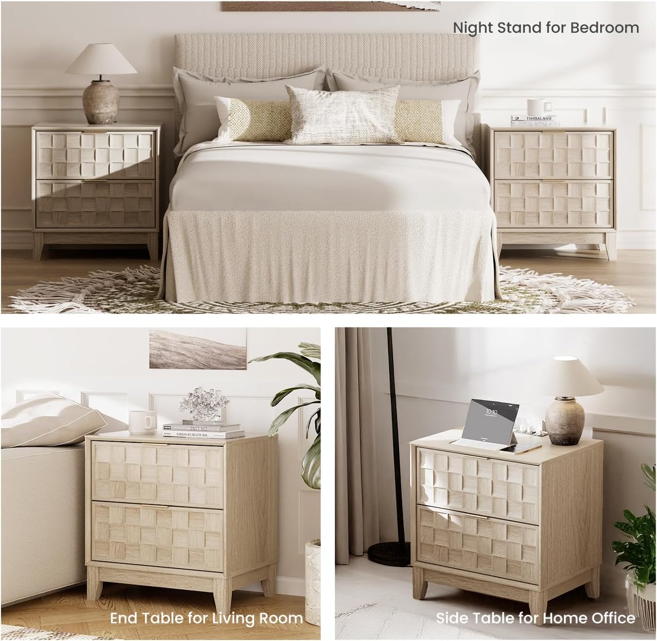 Detalle 2 de COLAMY Nightstand with Charging Station