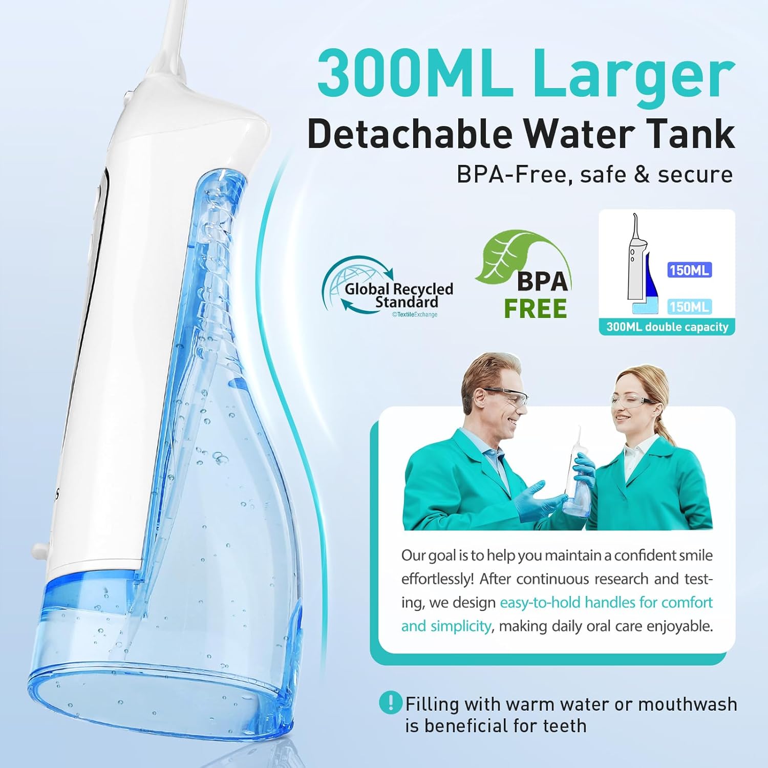 Thumbnail 2 de COSLUS Rechargeable Portable Water Flosser (300ml) with IPX7, 5 Tips