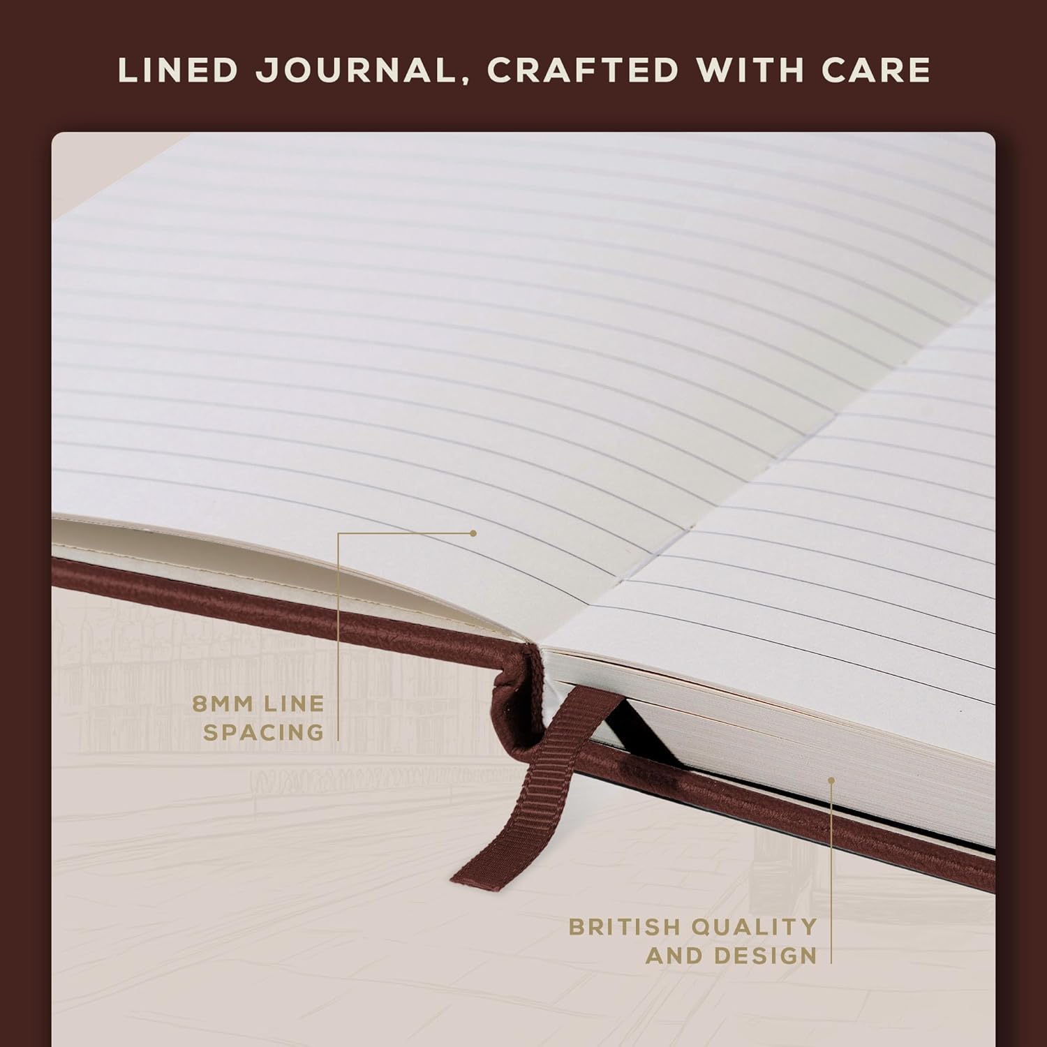 Thumbnail 4 de Beechmore Books Lined Journal Notebook 5.8" x 8.3" (A5) with Vegan Leather Hardcover, 160 Lined Pages, 120gsm, Gift Box Included