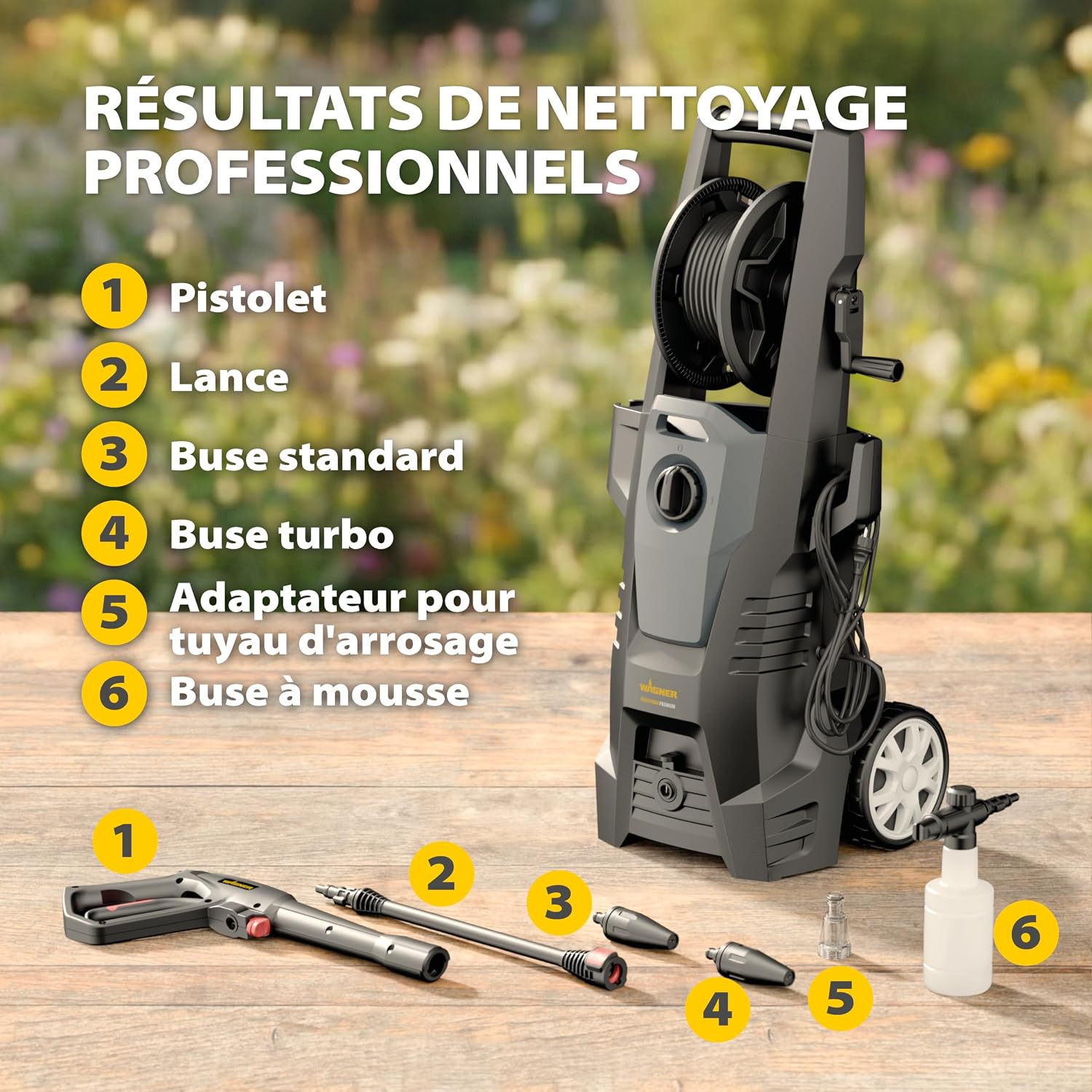 Detalle 2 de WAGNER AQUASTORM Premium – nettoyeur haute pression puissant avec buse turbo et à mousse