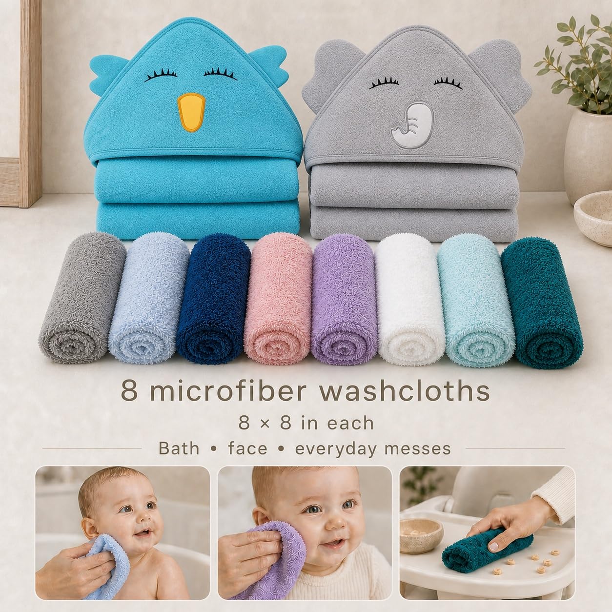 Detalle de Cute Castle Baby Hooded Towels, Bamboo-Derived Rayon
