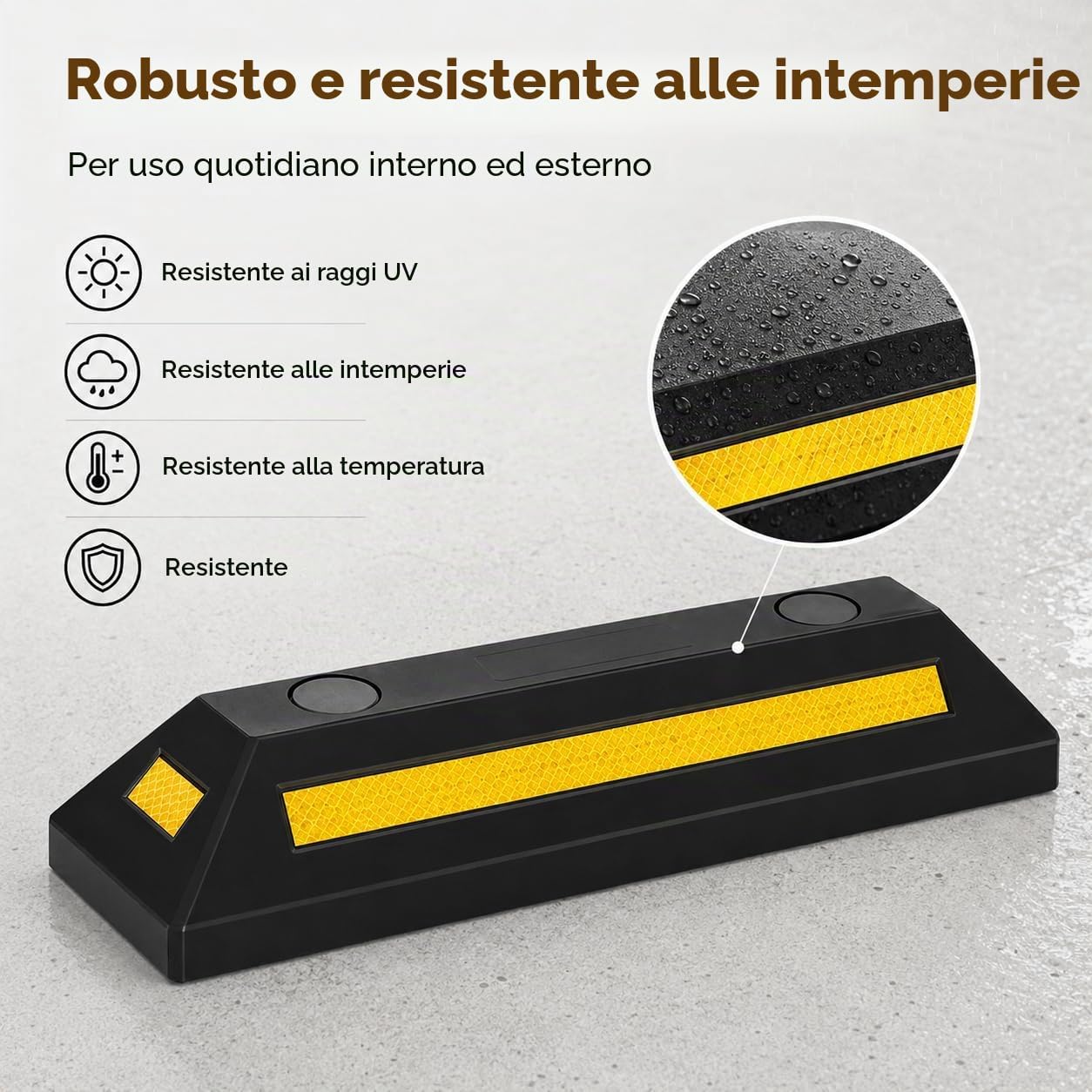 Detalle de Jaxguom Fermaporta: fermanporta in gomma 54x15x9 cm con 2 parchiageggi e riflettenti gialli