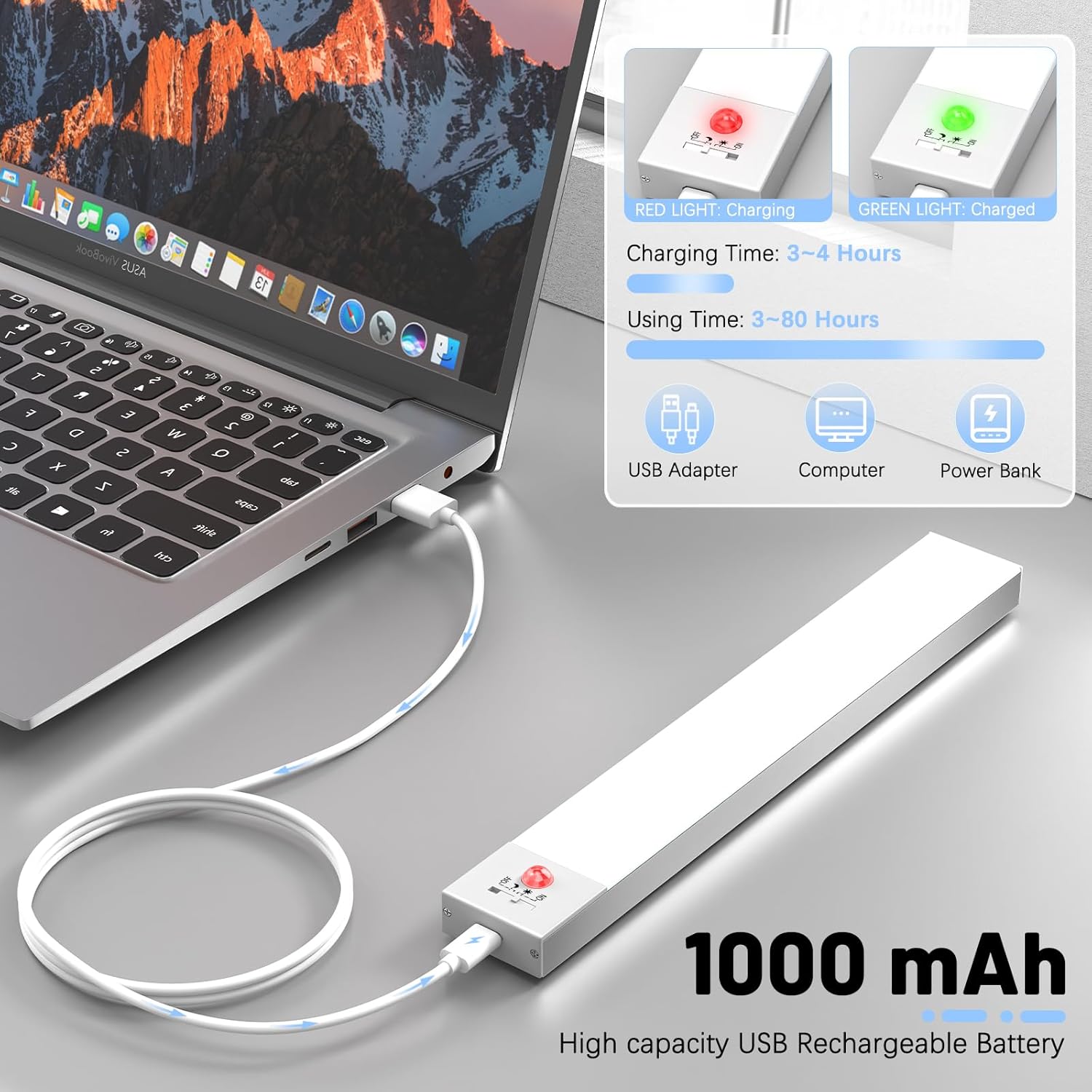 Thumbnail 4 de OUILA Schrankbeleuchtung LED 2 Stück Bewegungsmelder