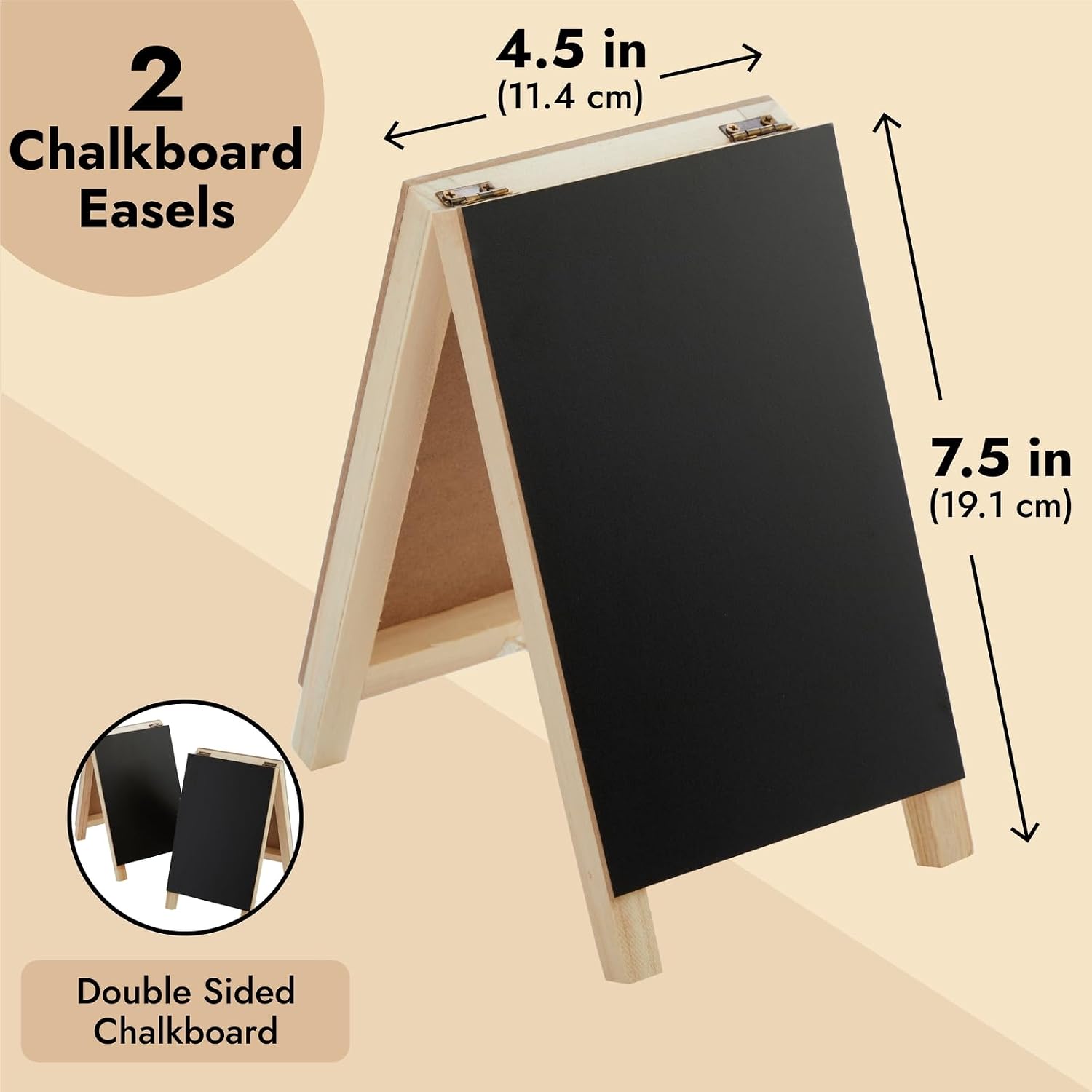 Detalle 1 de Juvale Mini Chalkboard Easel Signs, 2-Pack