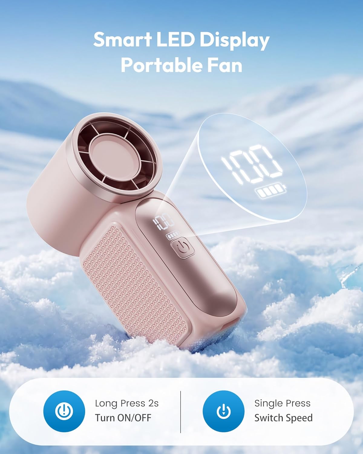 Thumbnail 4 de Gaiatop Portable Handheld Mini Fan with 6 Speeds, 16900 RPM – USB-C Rechargeable