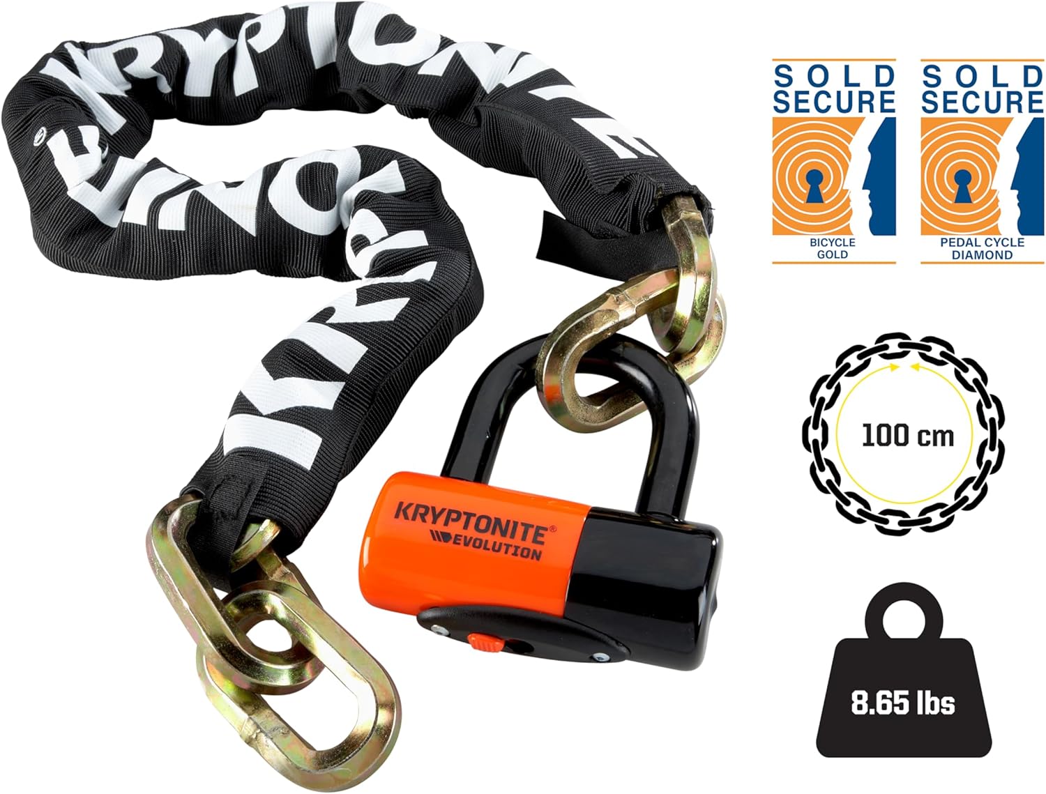 Detalle 2 de Kryptonite New York 1210 Bike Chain Lock: 3.25ft Heavy Duty Security for E‑Bikes and More