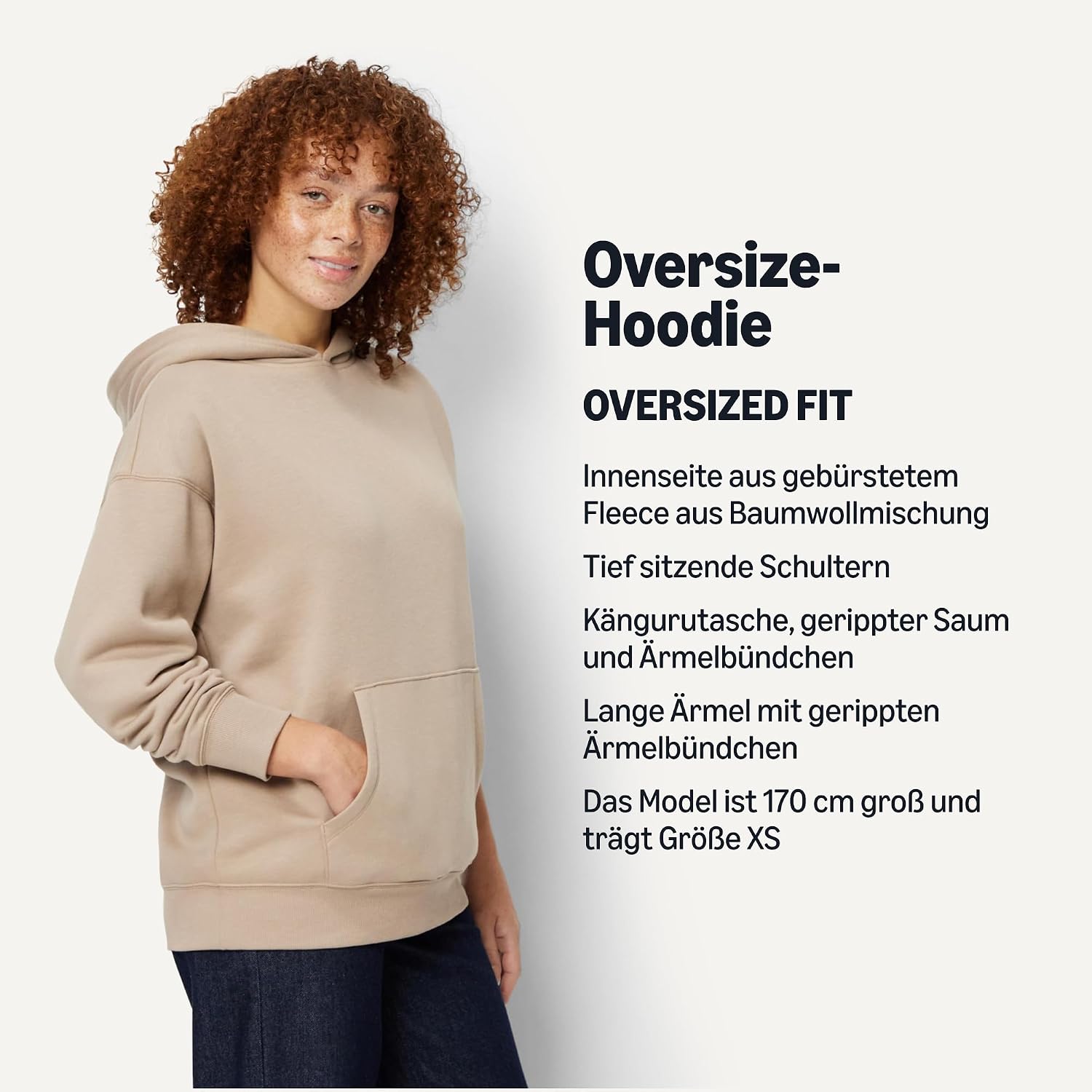 Detalle de Amazon Essentials Damen Oversize Fleece-Kapuzenpullover, Hoodie – Oversized Fit