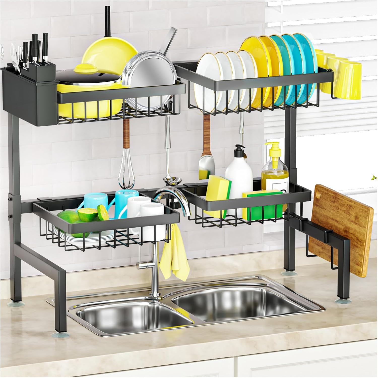 SNSLXH 2-Tier Over Sink Dish Drying Rack