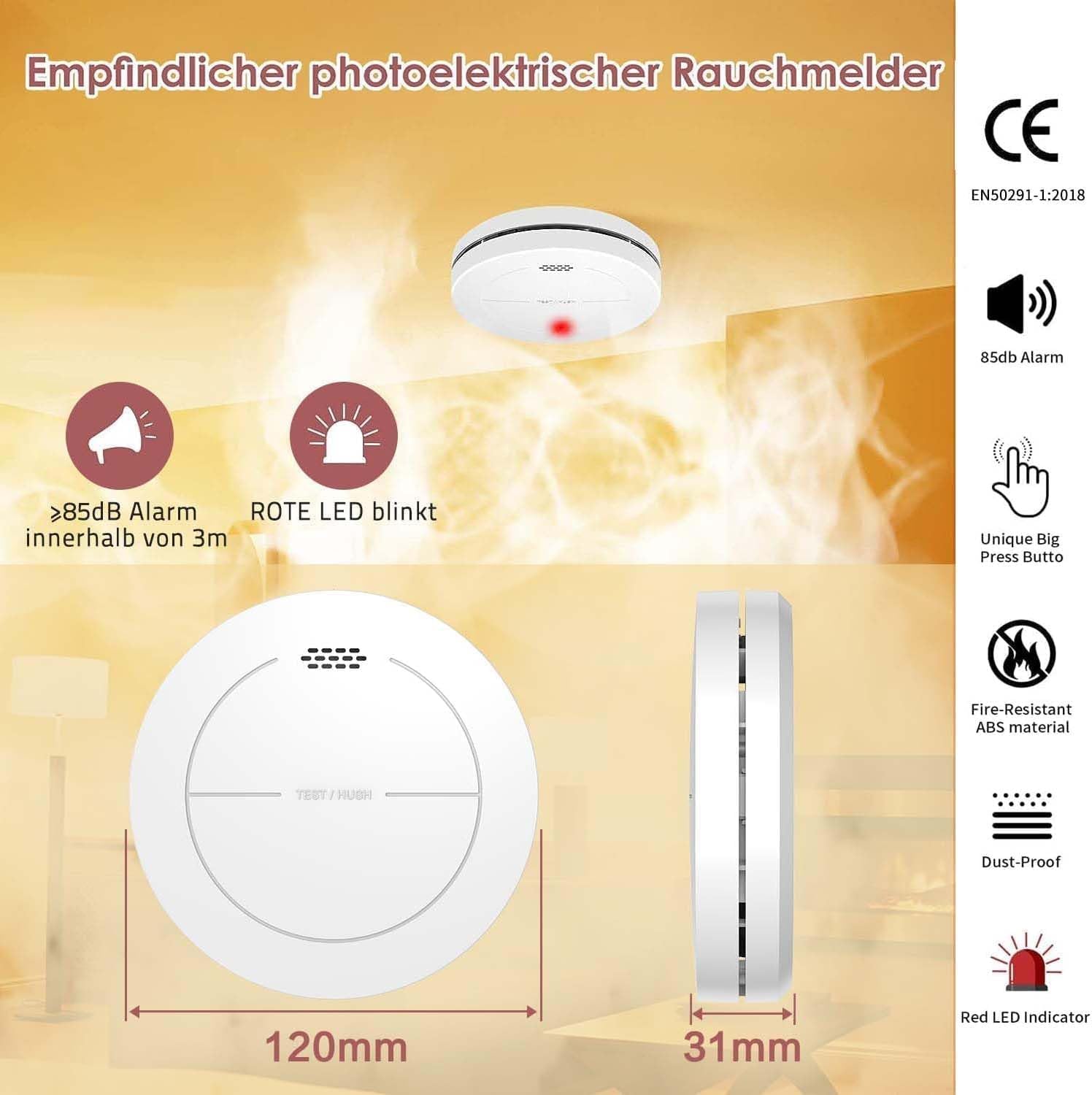 Thumbnail 5 de Safeliveo Rilevatore di fumo con batteria 10 anni (3-Pack) — allarme silenzioso e senza LED lampeggiante, 85 dB
