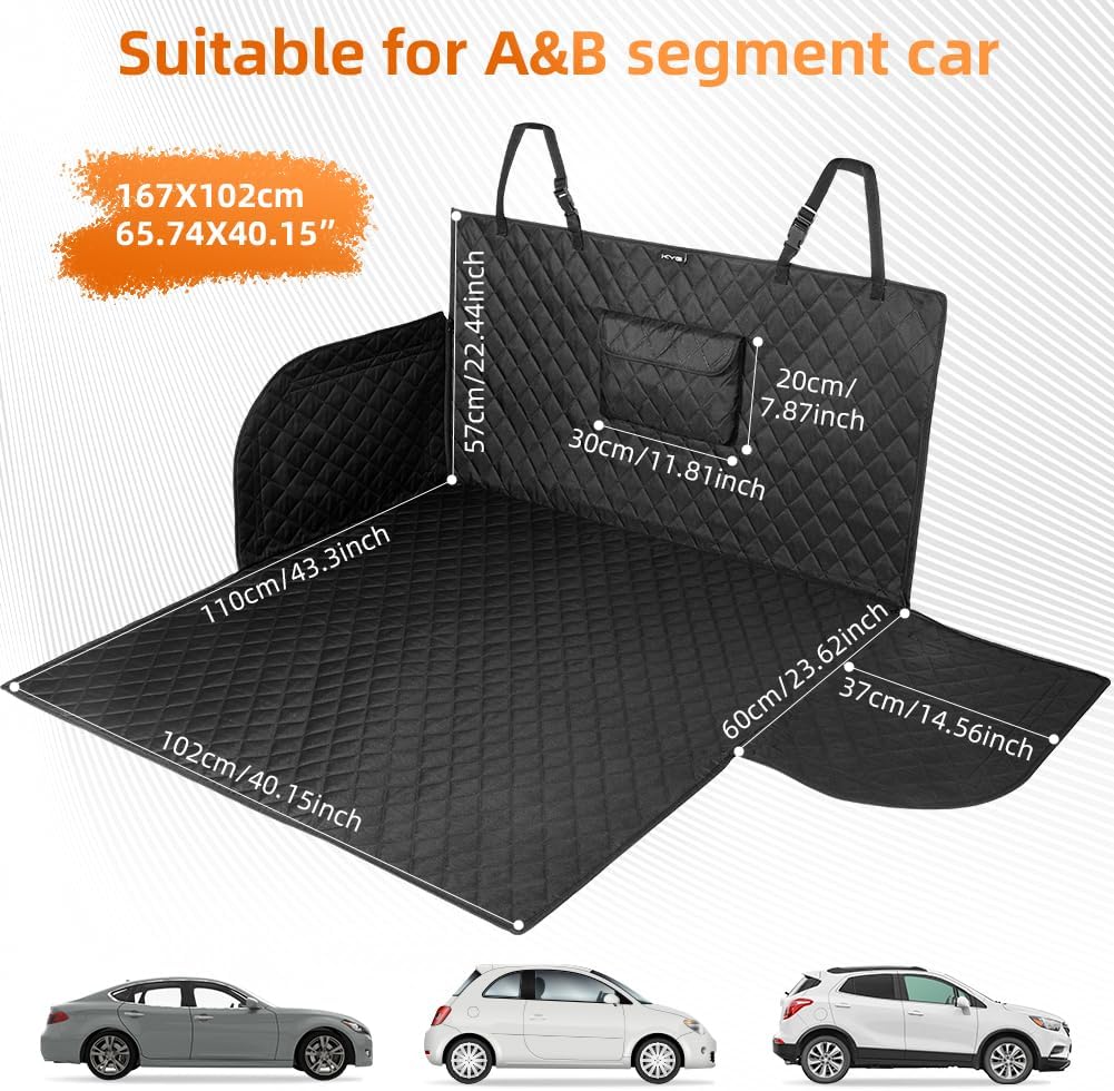 Detalle de KYG Car Boot Cover for Dogs — Non-Slip Waterproof Liner with Silicone Bottom (Medium/Small Cars, 170 × 105 × 37 cm)