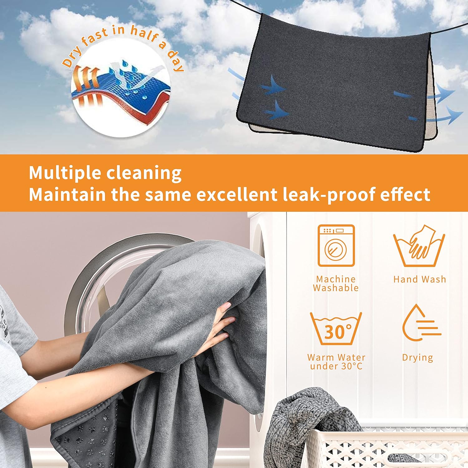 Detalle 2 de Dog Pee Pad Washable 92x182cm 2-pack