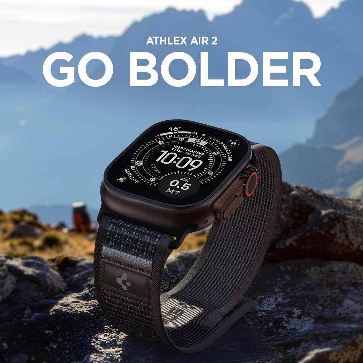 Detalle de Spigen Athlex Air 2 Bracelet en tissu pour Apple Watch Ultra 2/1 (49 mm) et autres séries compatibles