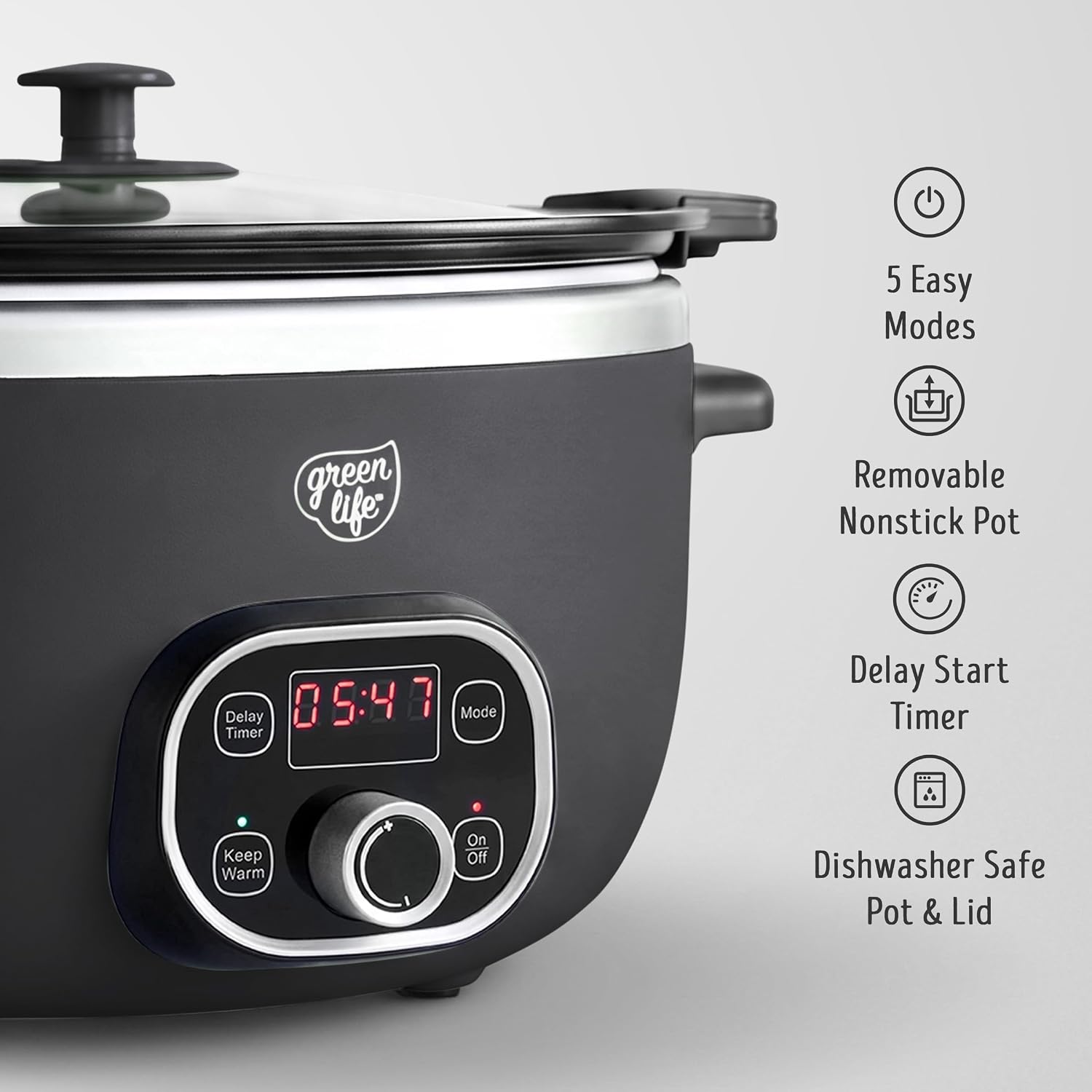 Thumbnail 4 de GreenLife 6QT Slow Cooker PFAS-Free Ceramic Crock 🍲