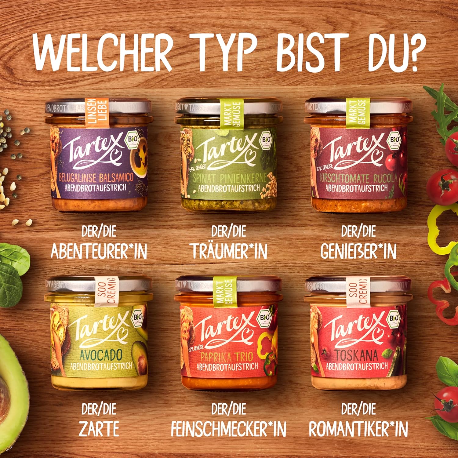 Detalle de Tartex Lieblinge Box – Vegane Bio Aufstriche im 825 g Vorteilspack